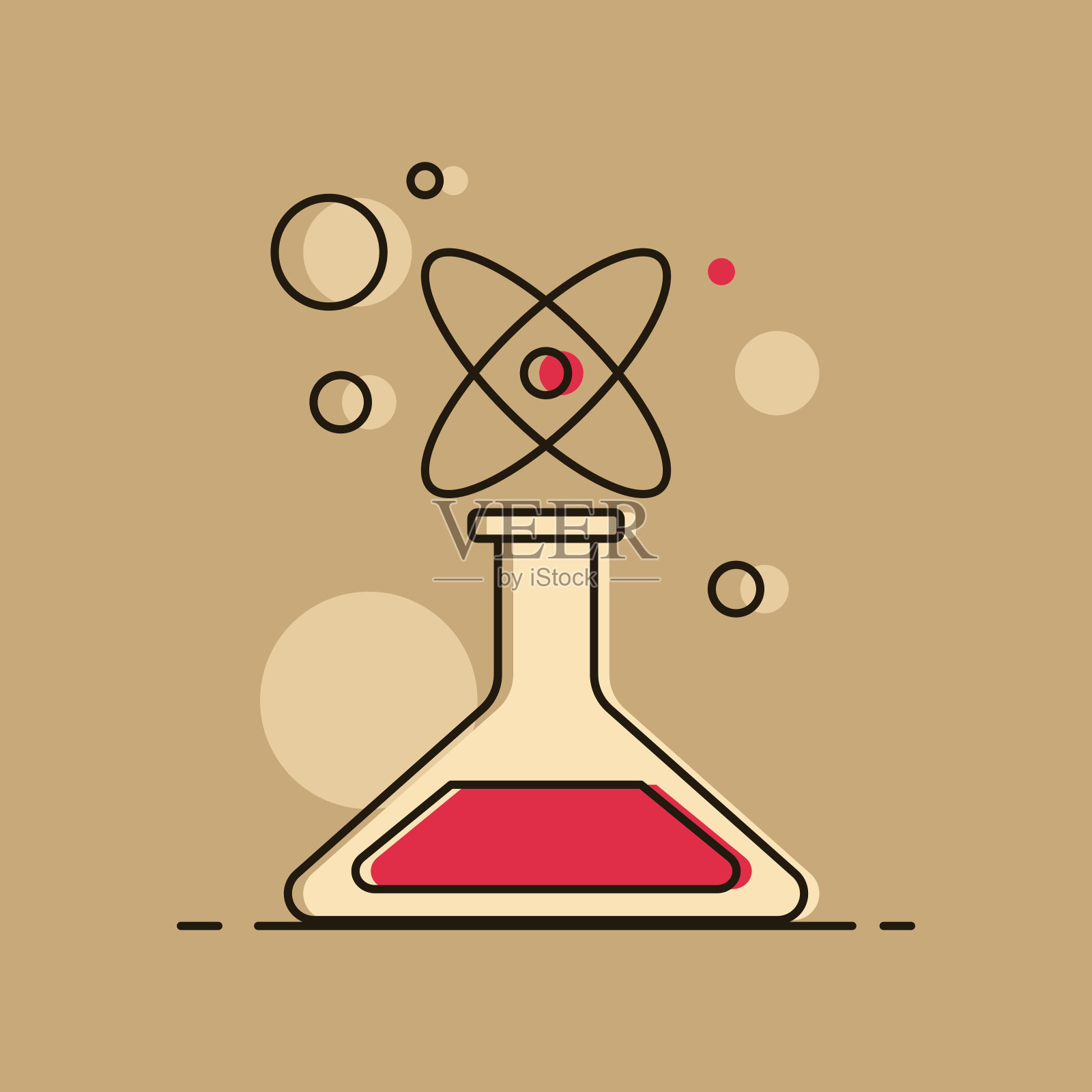 装有红色化学液体的实验室烧杯。化学实验室。插画图片素材