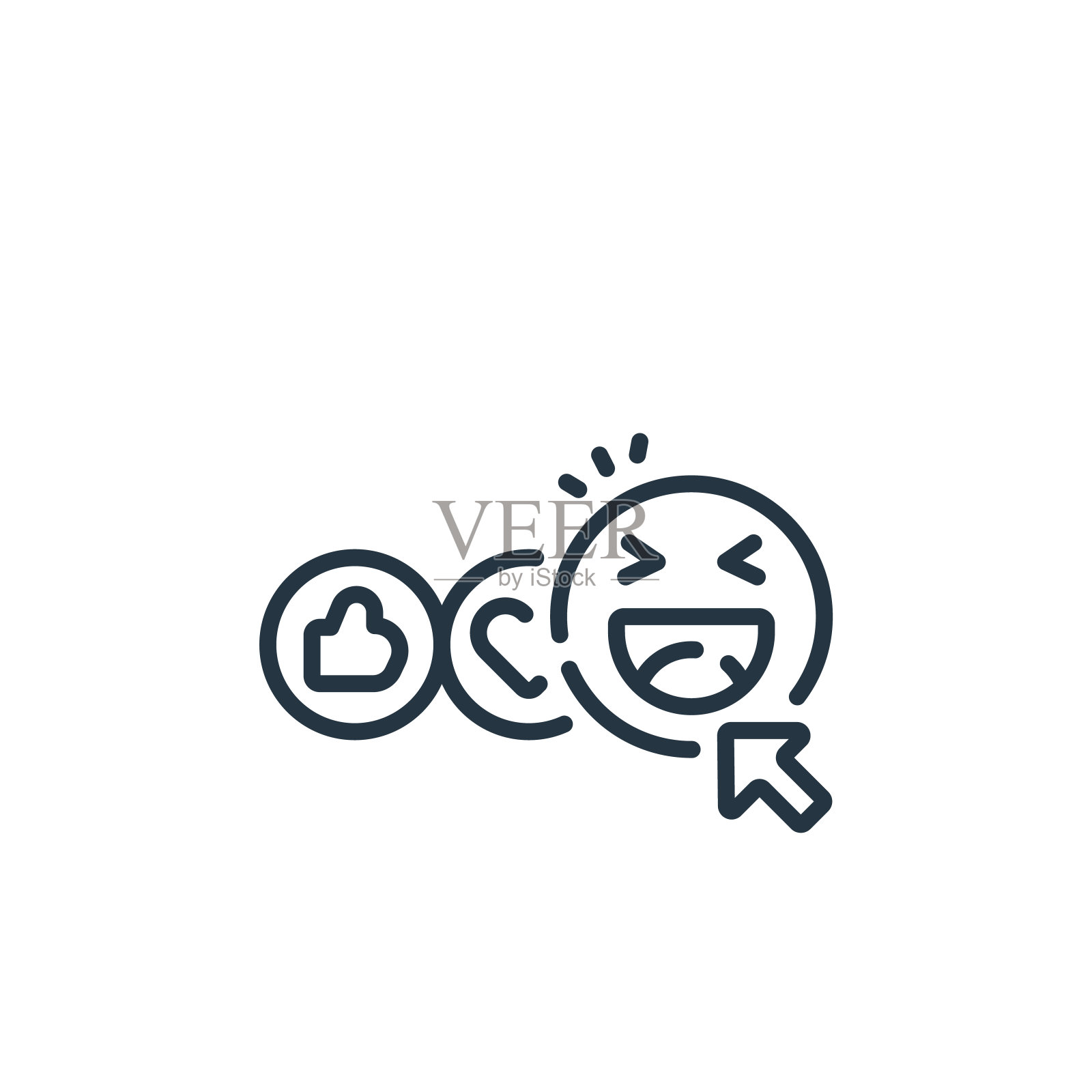 快乐的脸矢量图标孤立在白色的背景。轮廓、细线笑脸图标用于网站设计和手机、应用程序开发。细线快乐脸轮廓图标矢量插图。图标素材