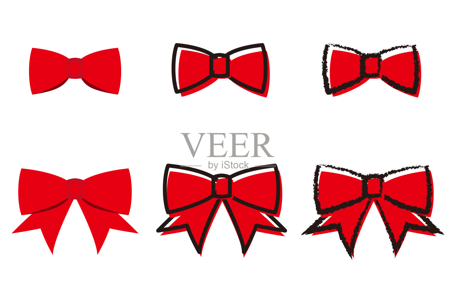 可爱的红色丝带的插图。设计元素图片