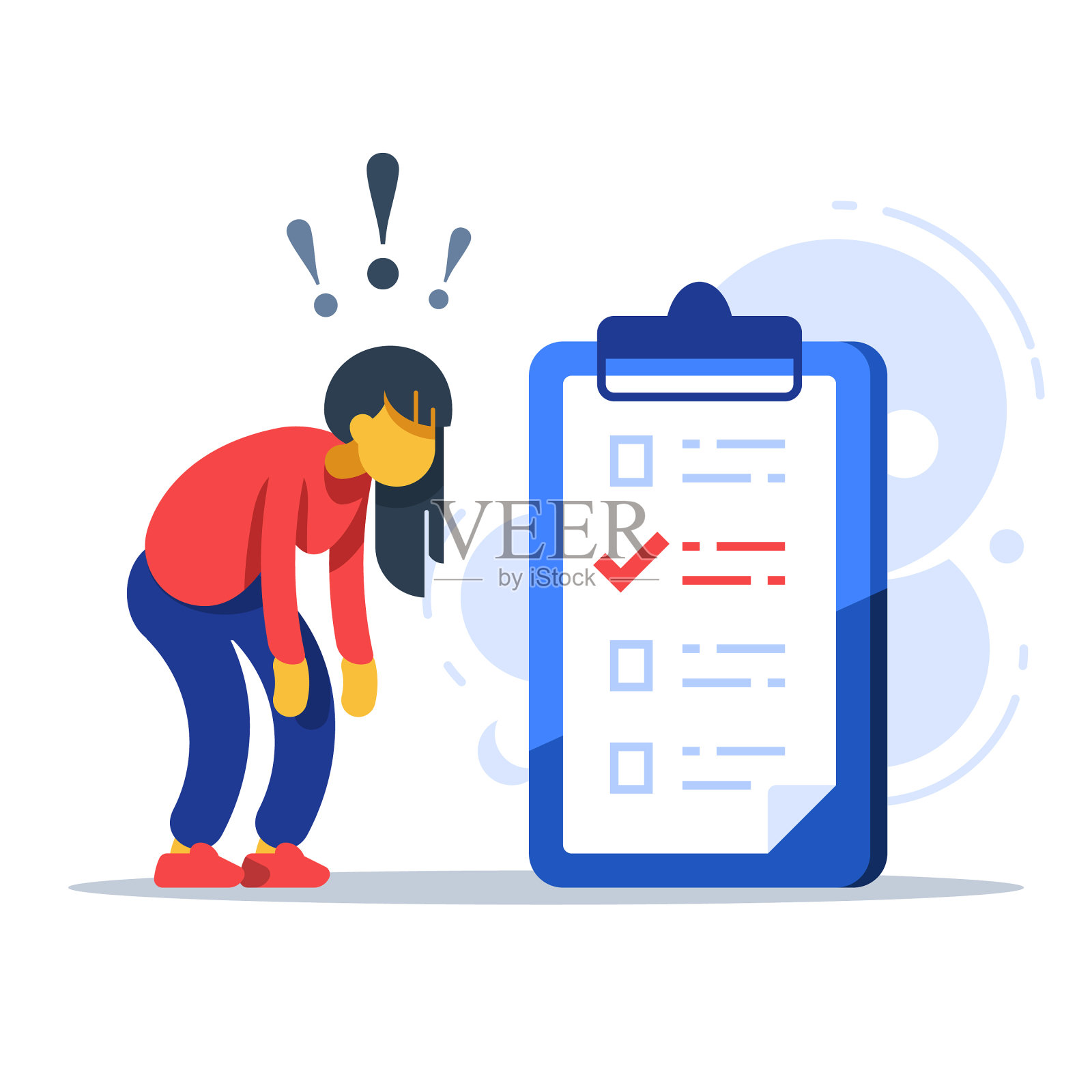 惊讶的女人待办事项清单的任务设计元素图片