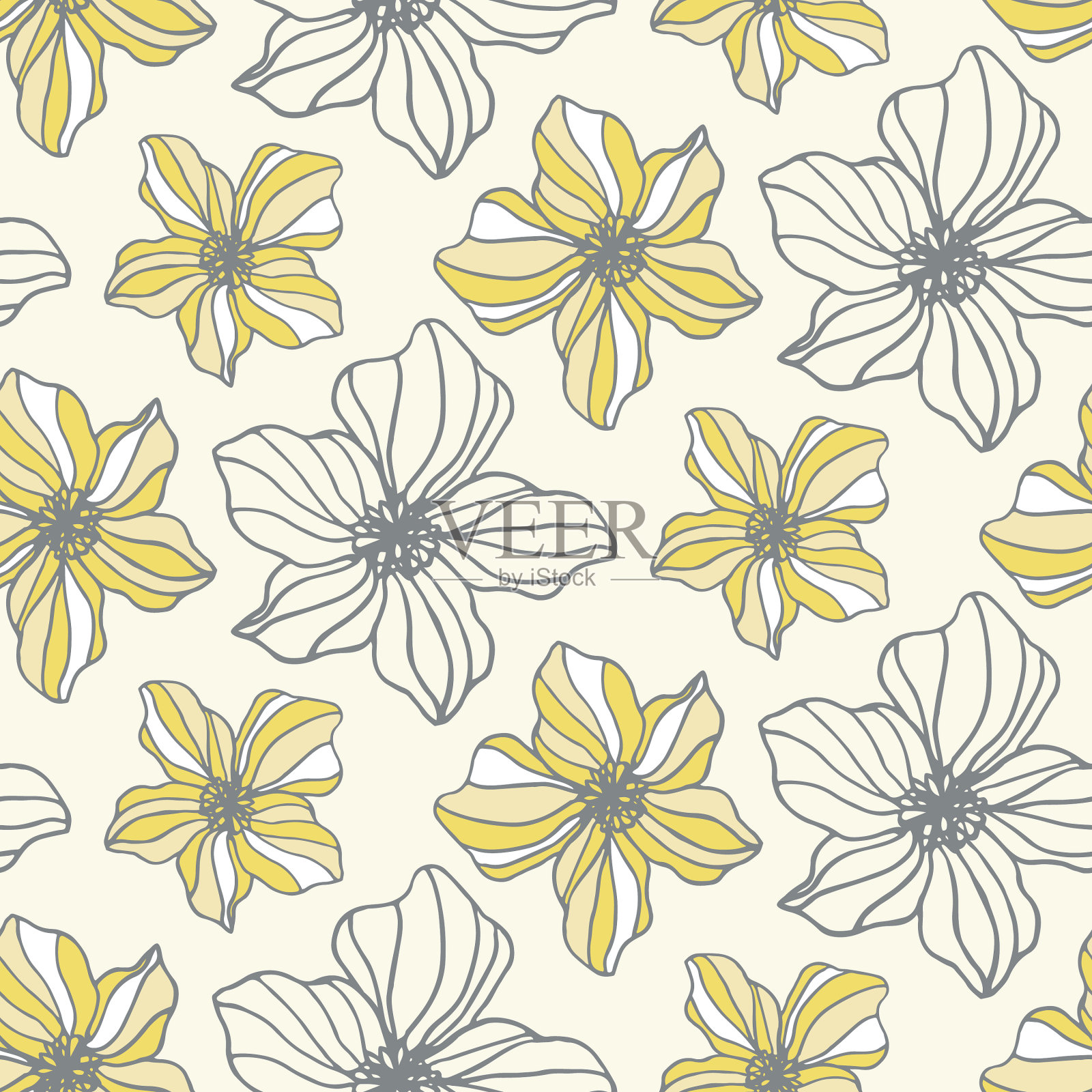 花无缝图案与花插画图片素材