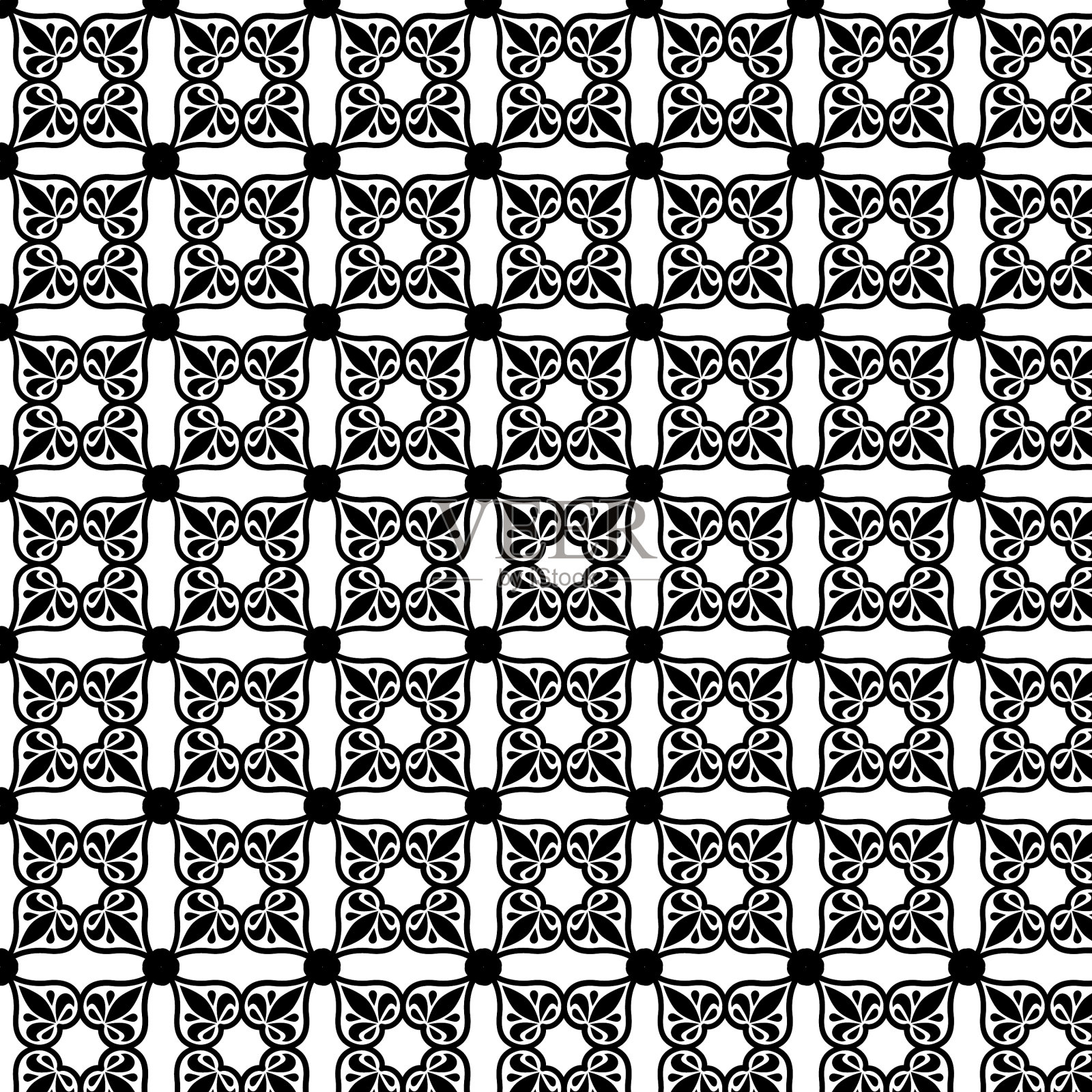 摩洛哥黑白几何图案插画图片素材