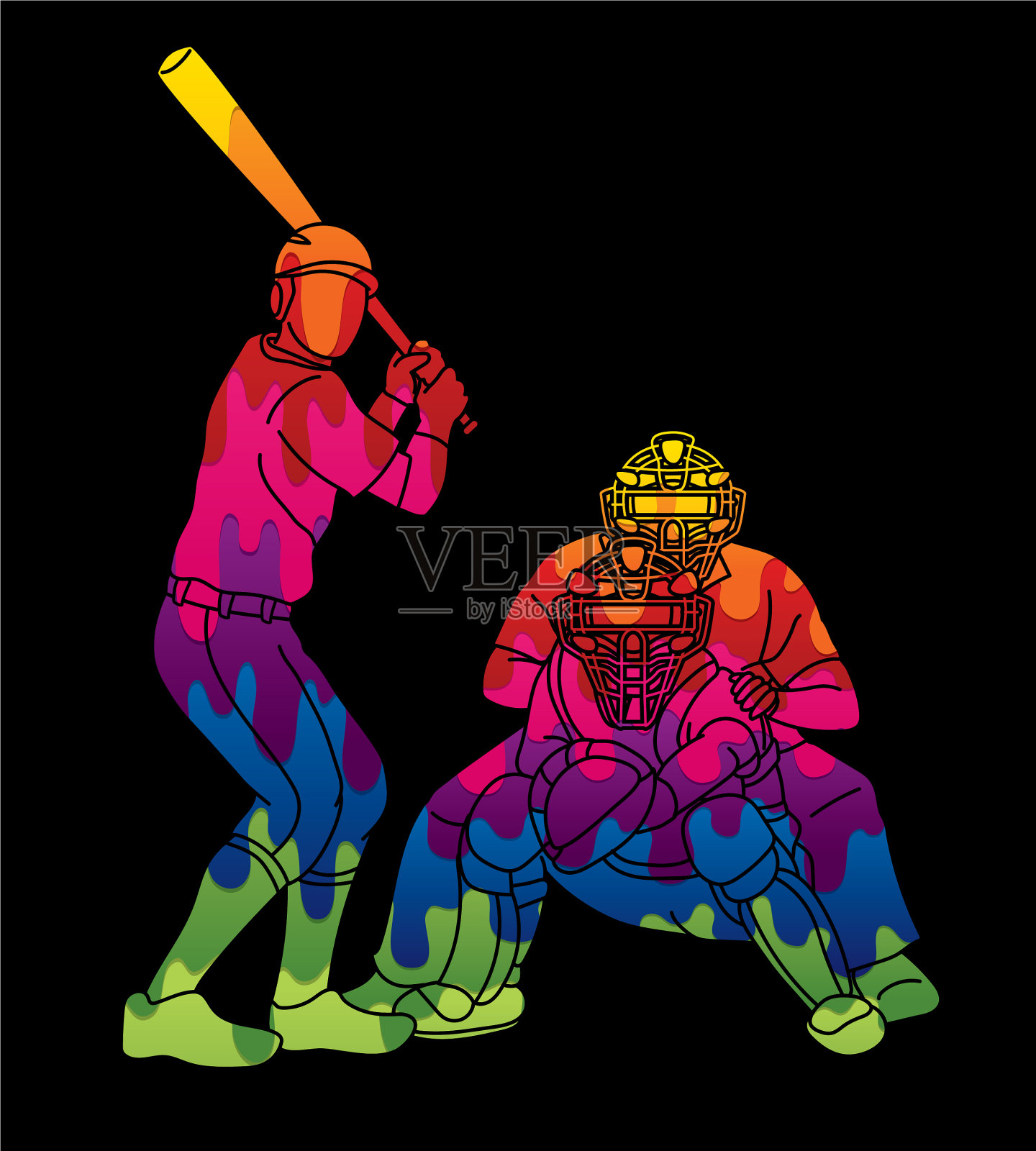 棒球运动员动作卡通运动图形插画图片素材