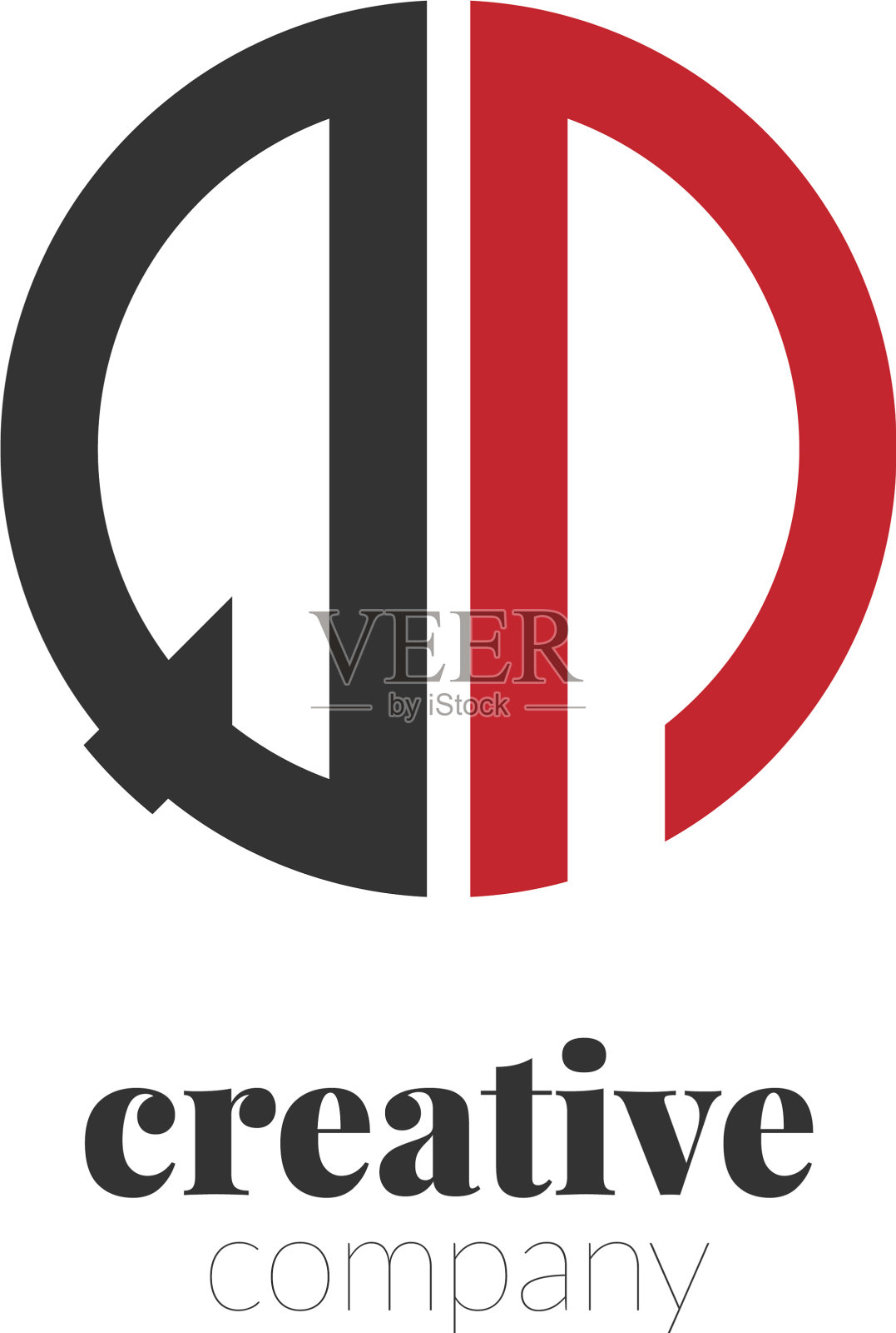 首字母qn创意优雅的圆标志插画图片素材