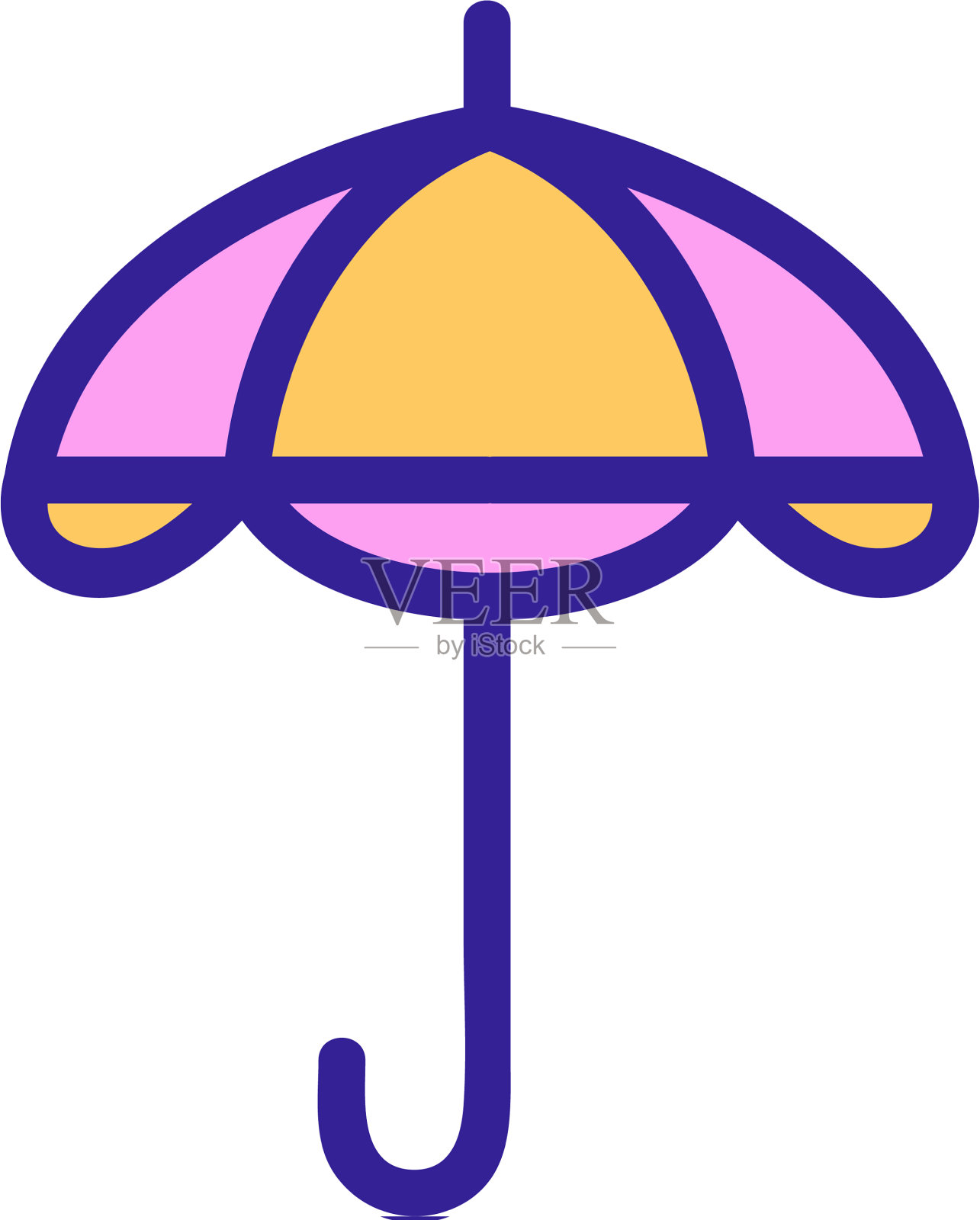 沙滩伞图标轮廓设计元素图片