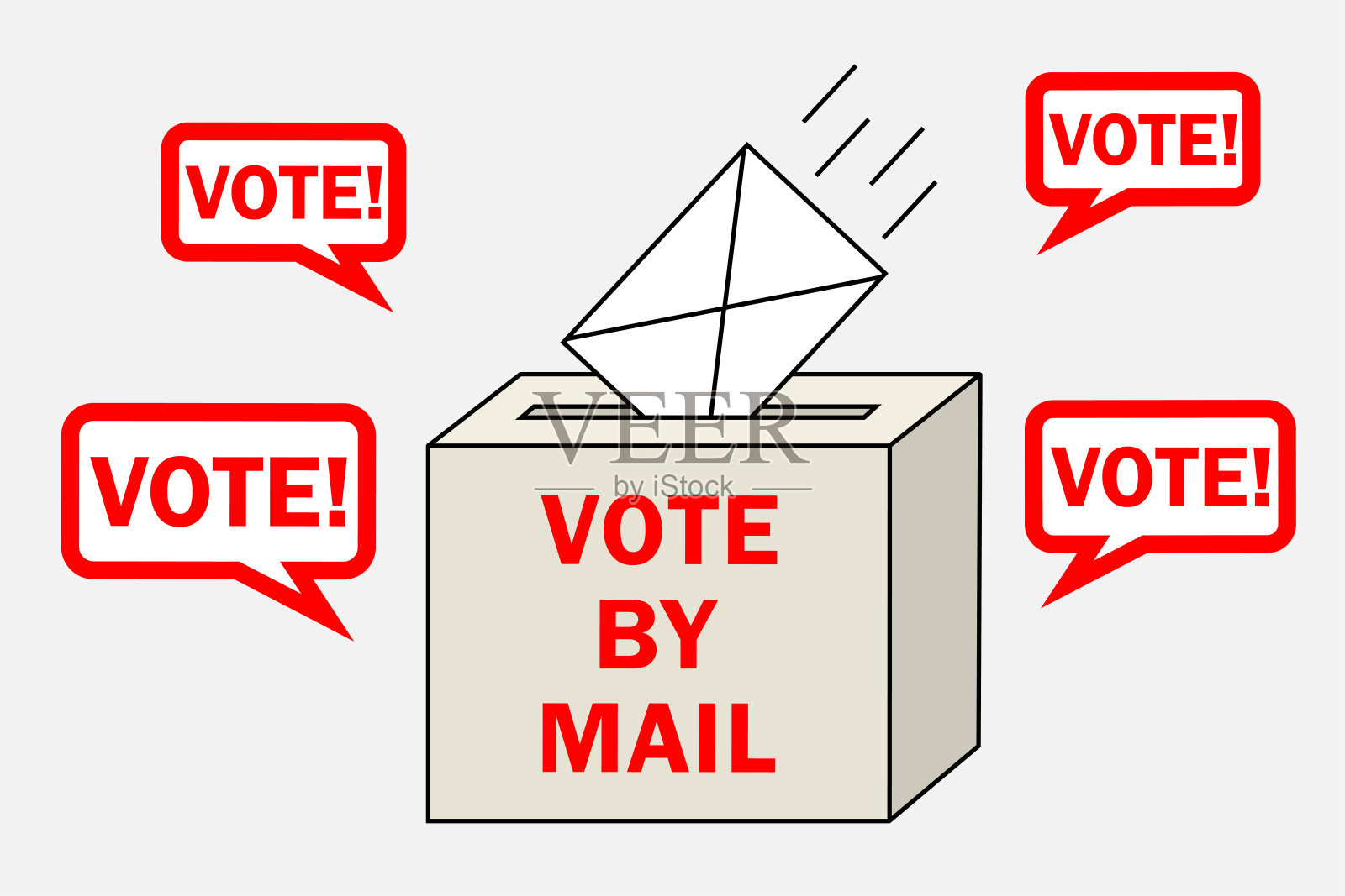 在新冠肺炎大流行期间，为2020年美国总统选举通过邮件投票。所有元素都是隔离的。插画图片素材