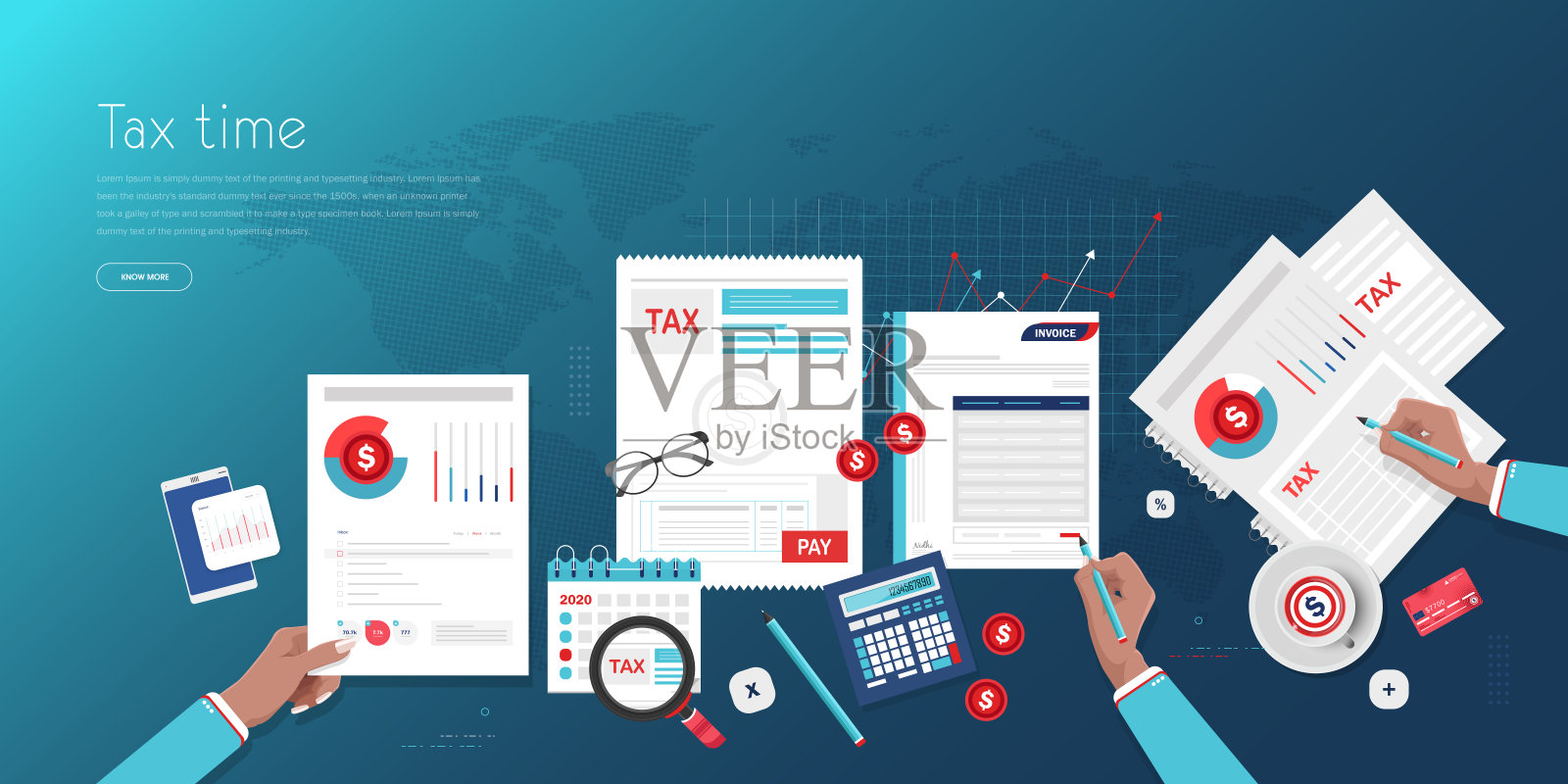 审计，税务流程，会计概念，存货说明插画图片素材