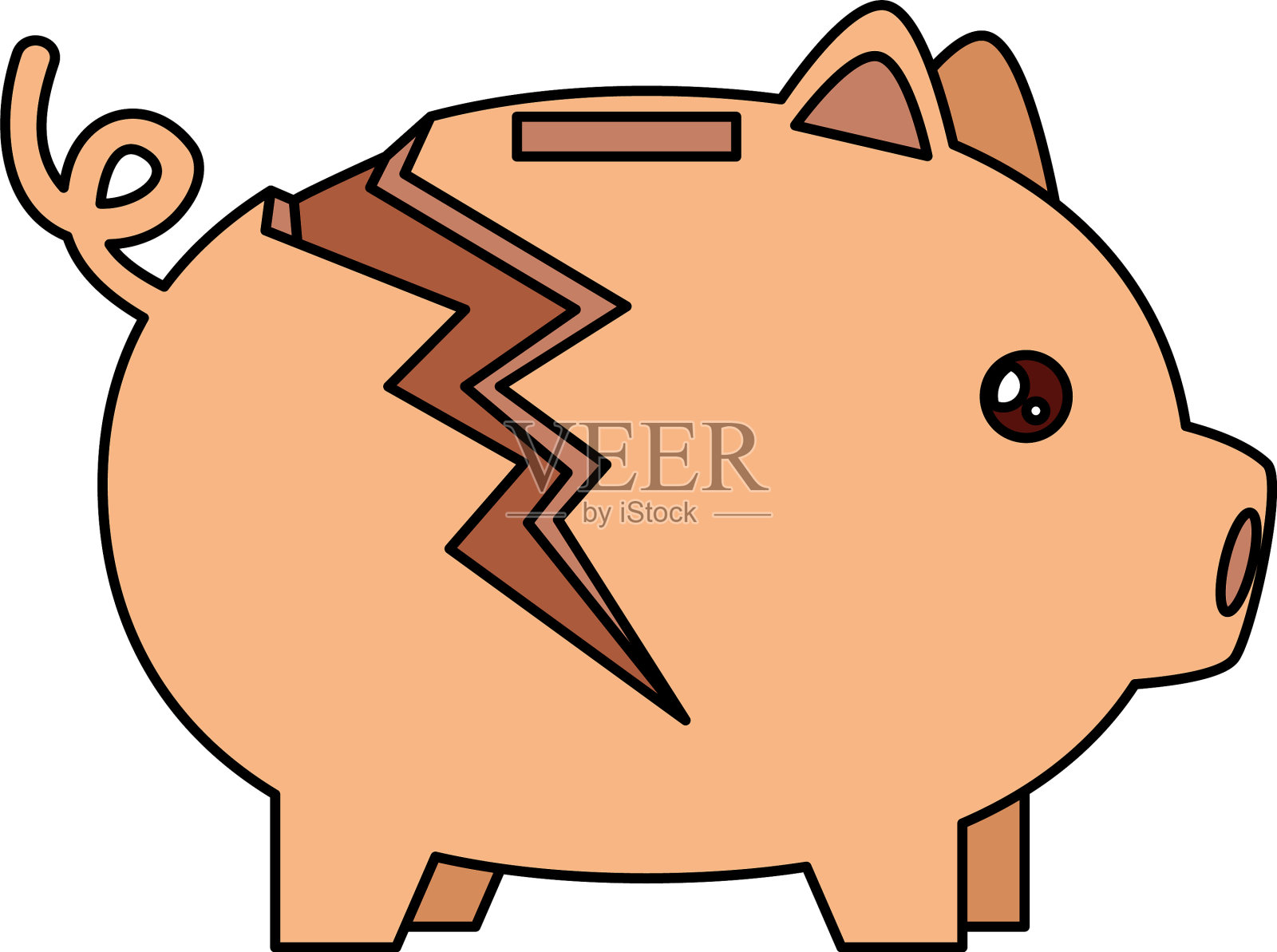 小猪储蓄罐破孤立图标设计元素图片