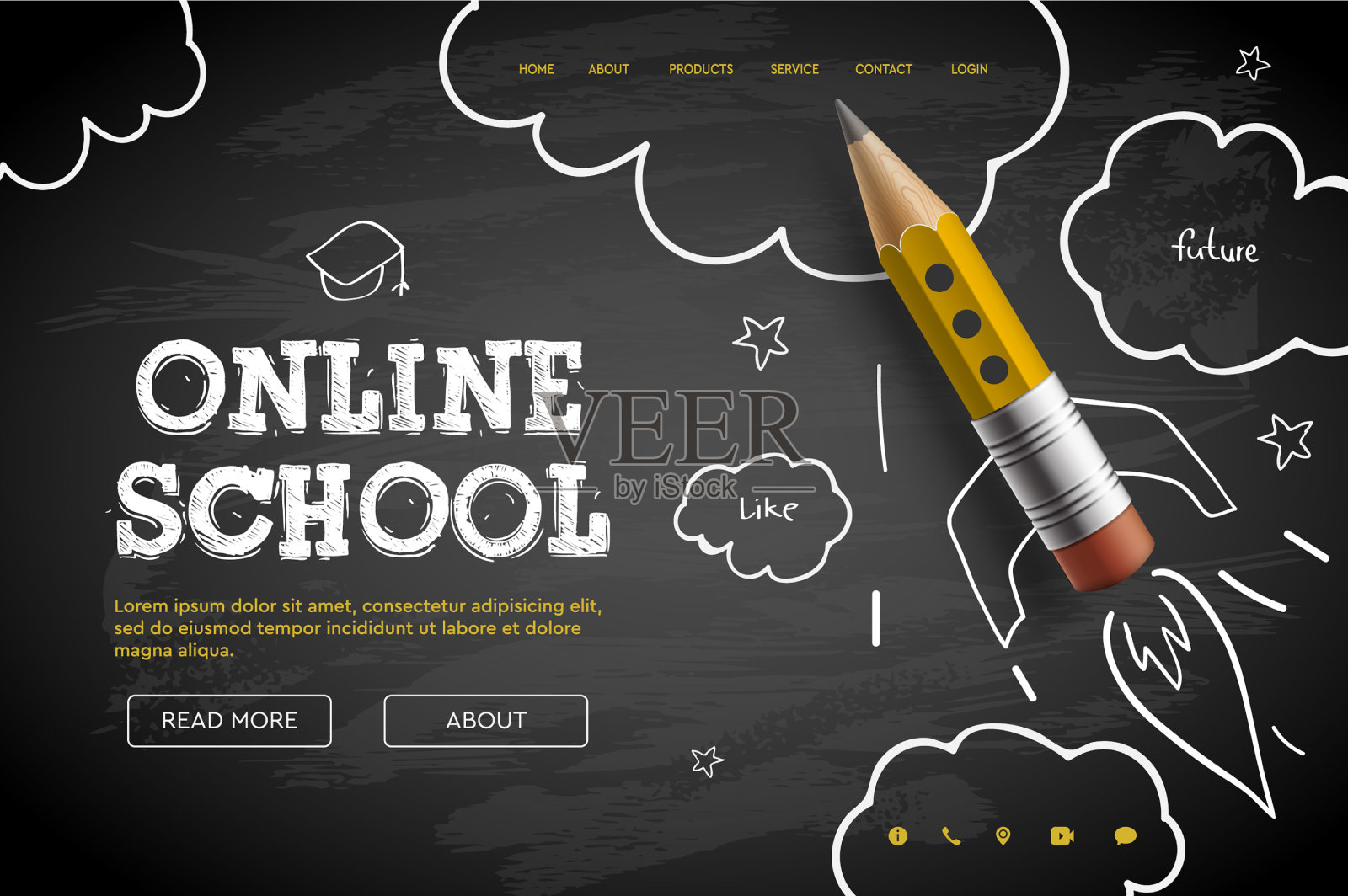 网上学校数字互联网教程和设计模板素材