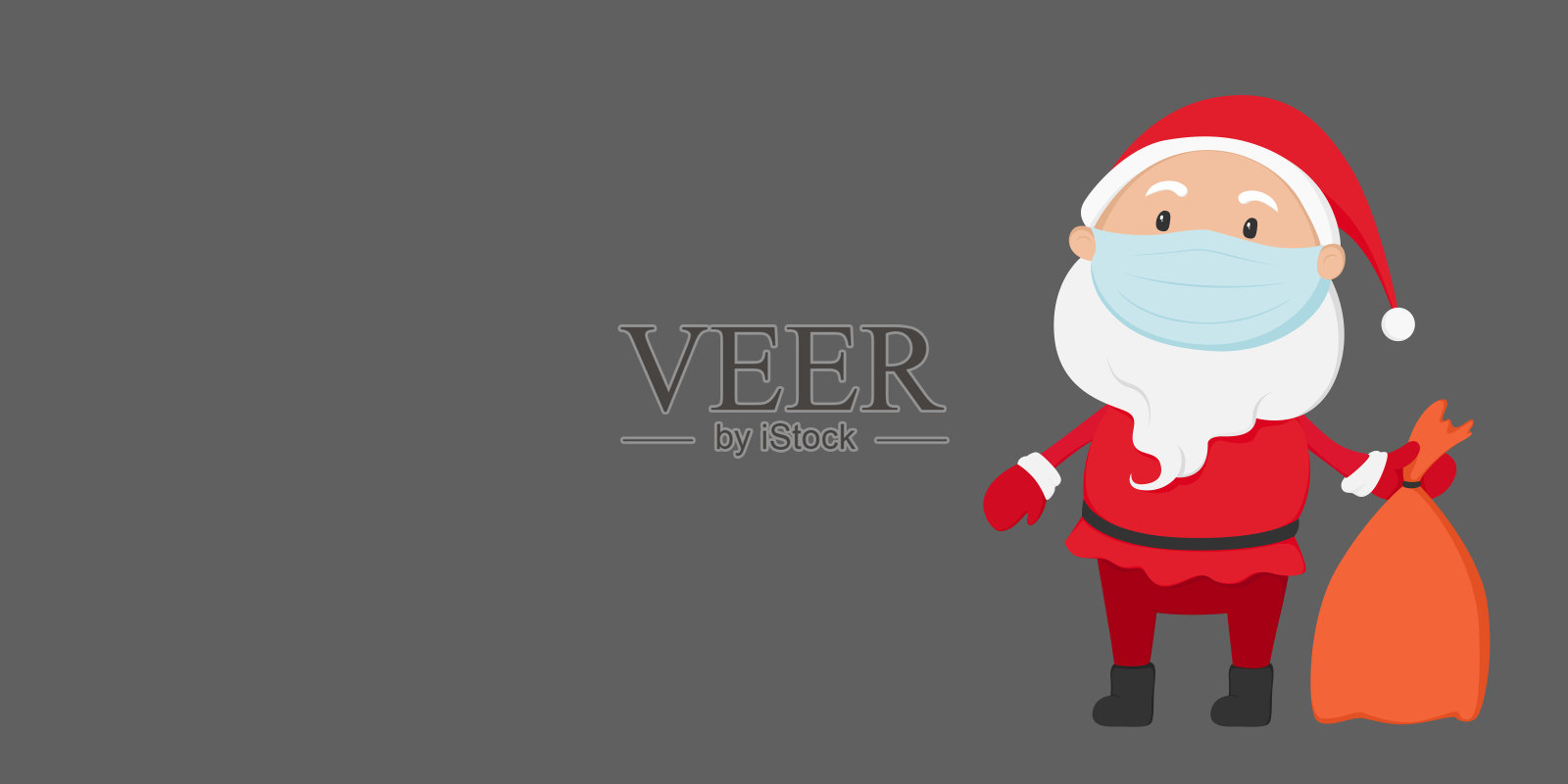 戴医用面具的圣诞老人有拷贝空间的2021年海报。矢量图插画图片素材