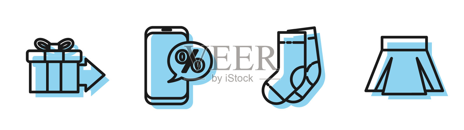 套装线袜子礼盒及折扣插画图片素材