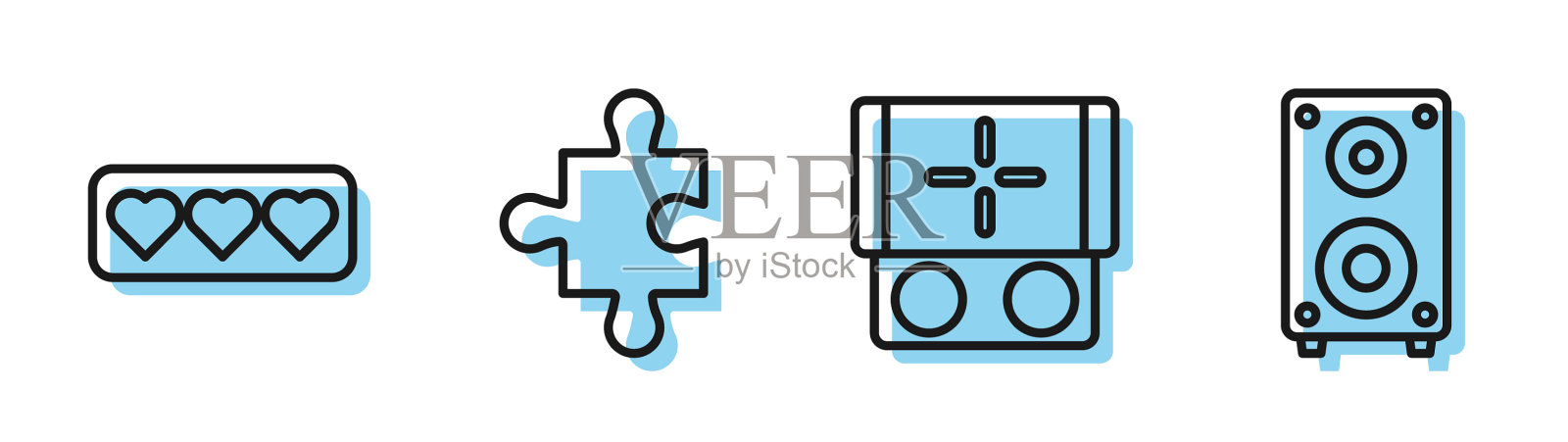 集线便携式视频游戏机和图标素材