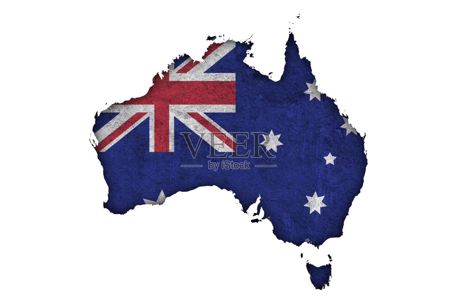 风化混凝土上的澳大利亚地图和国旗，插画图片素材