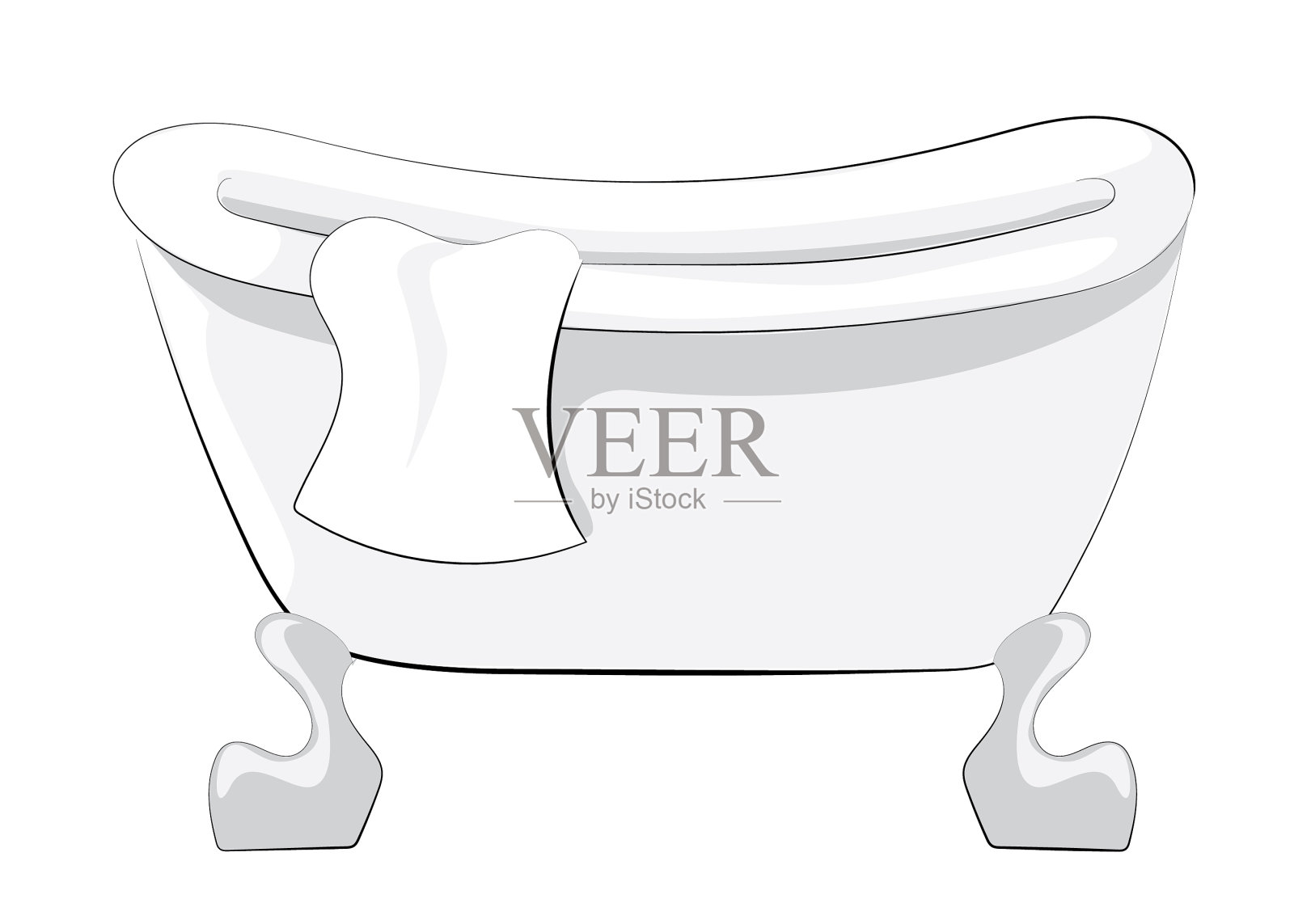 浴缸和毛巾股票矢量插图插画图片素材