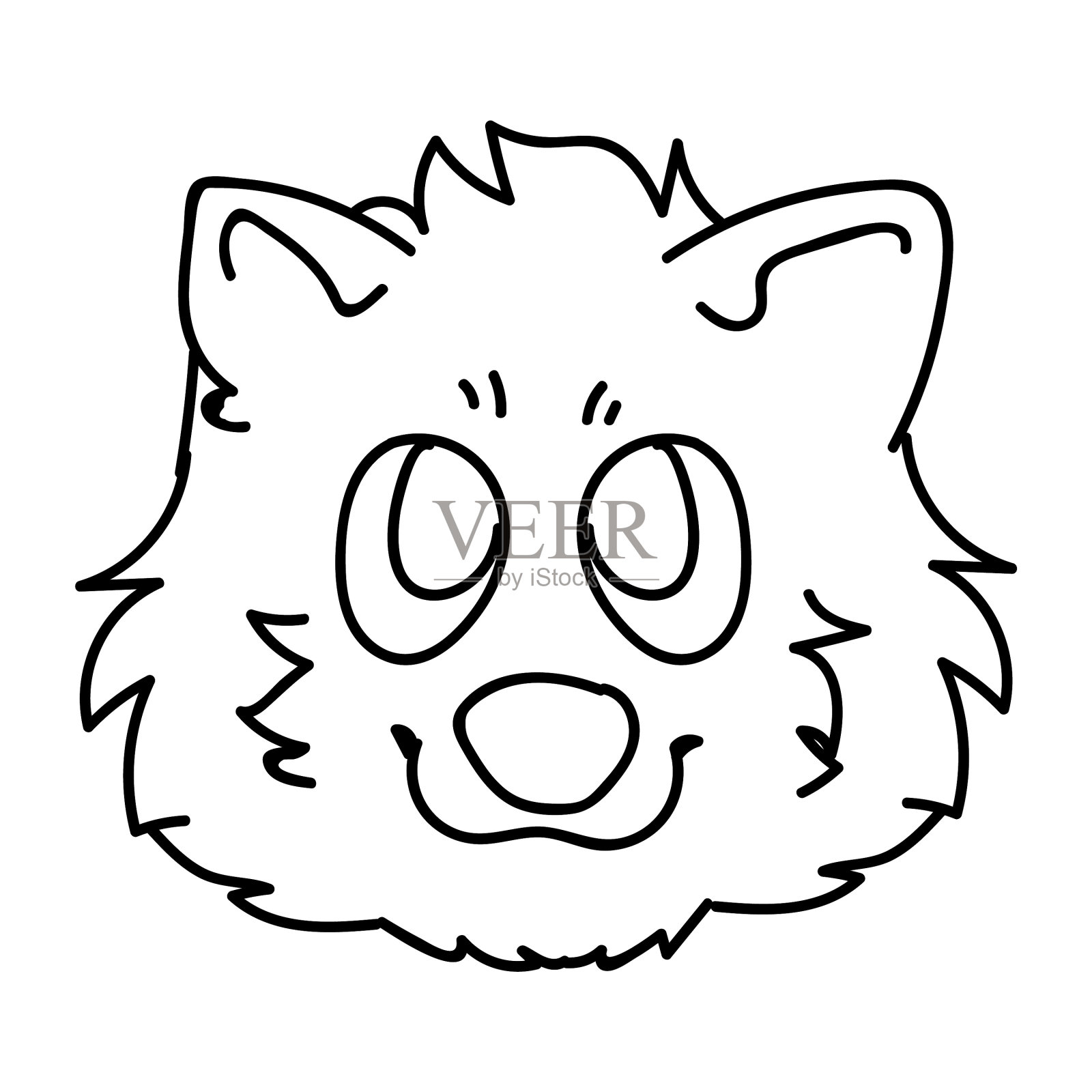 可爱的卡通单色线形博美犬设计元素图片