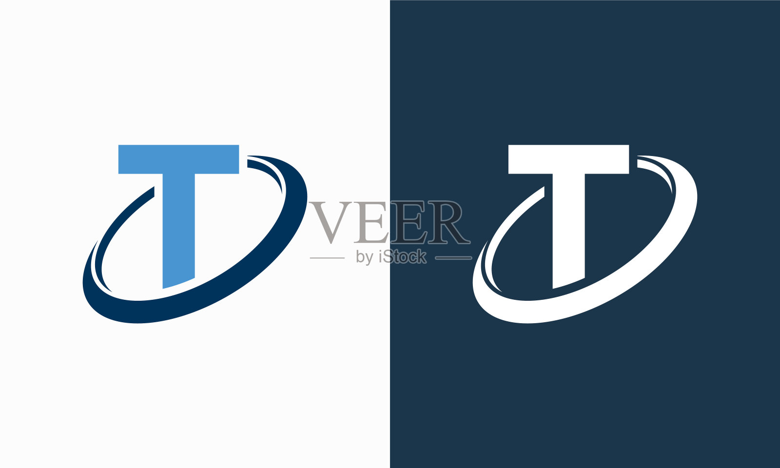 简单的盾字母T标志设计，T初始盾行星圈标志符号图标模板插画图片素材