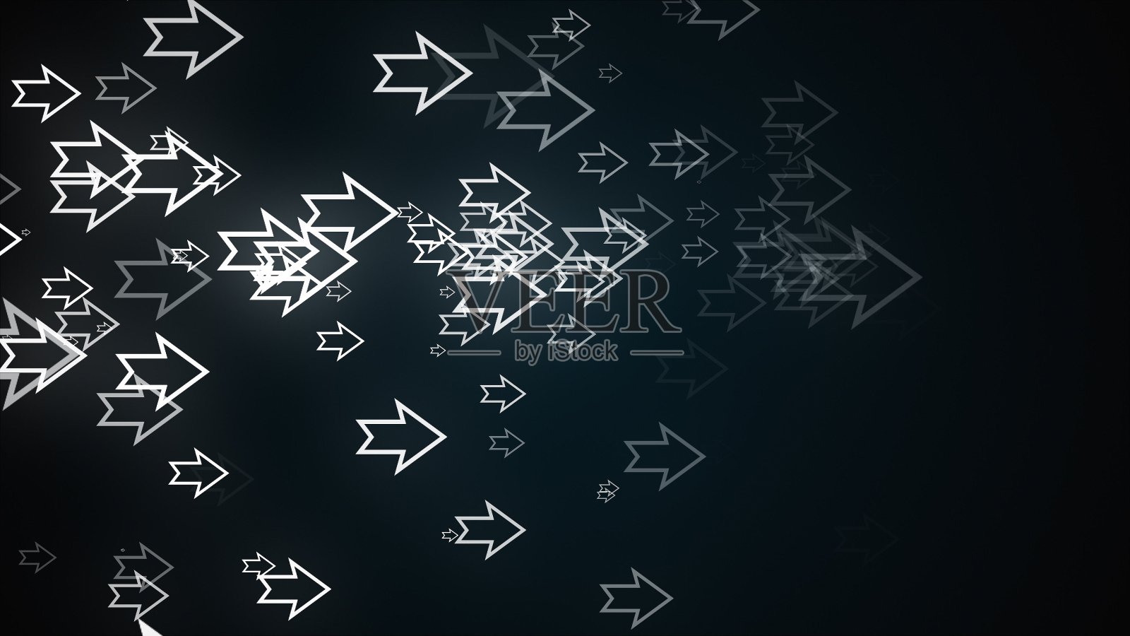 计算机生成抽象背景。大量的霓虹箭头，3D渲染照片摄影图片