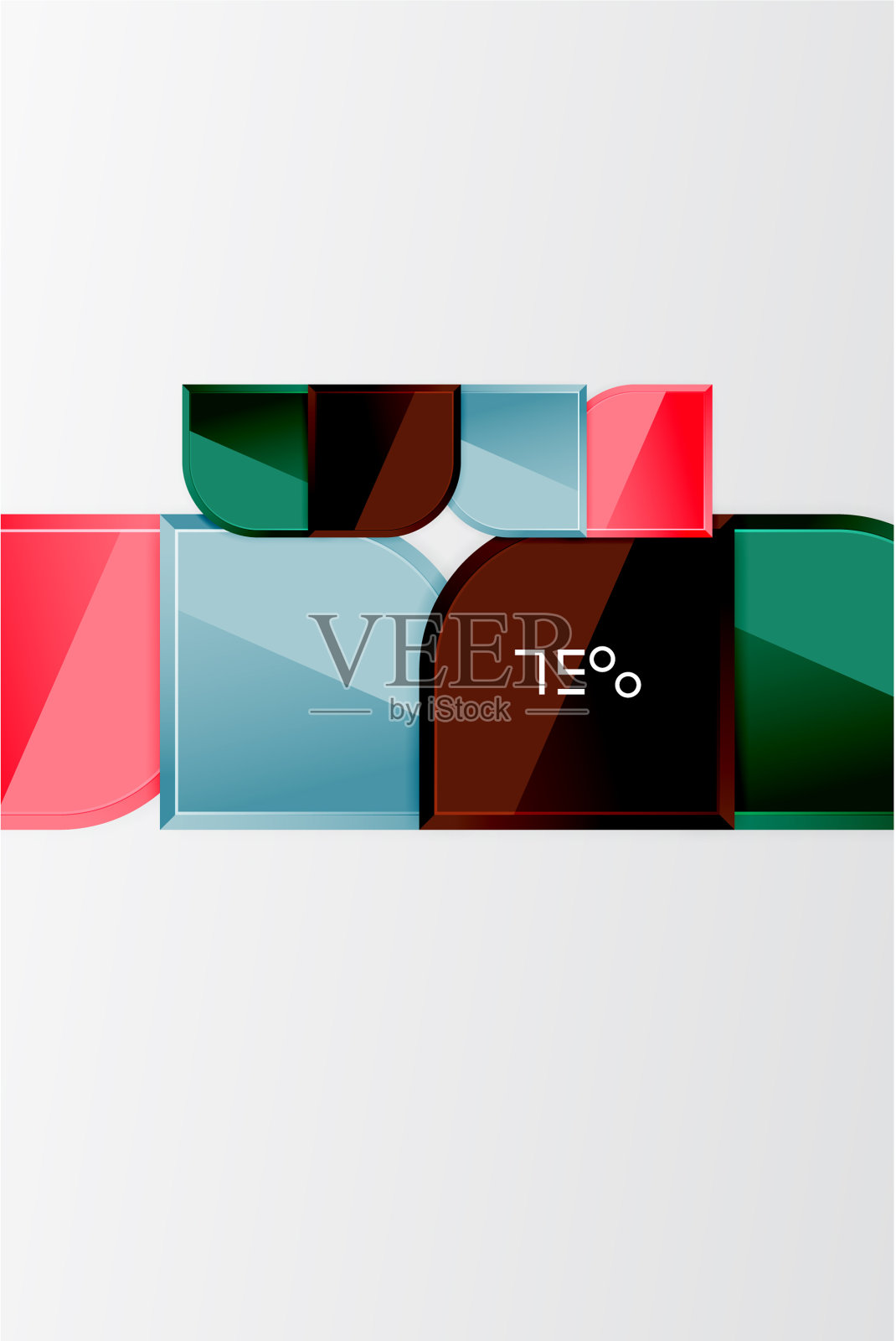 光滑的玻璃方块与圆形元素几何插画图片素材