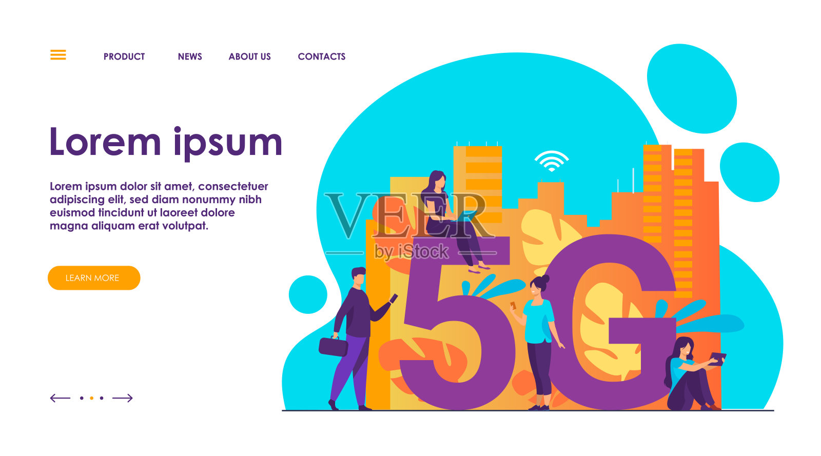 5G网络和电信概念插画图片素材