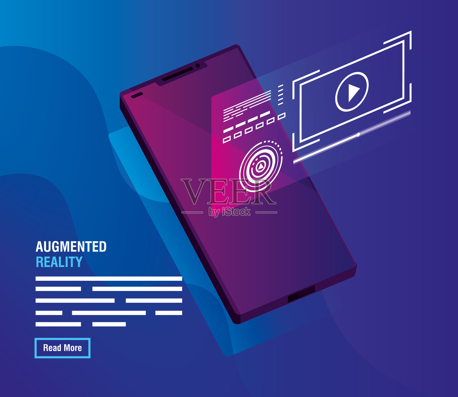 用智能手机增强现实技术插画图片素材