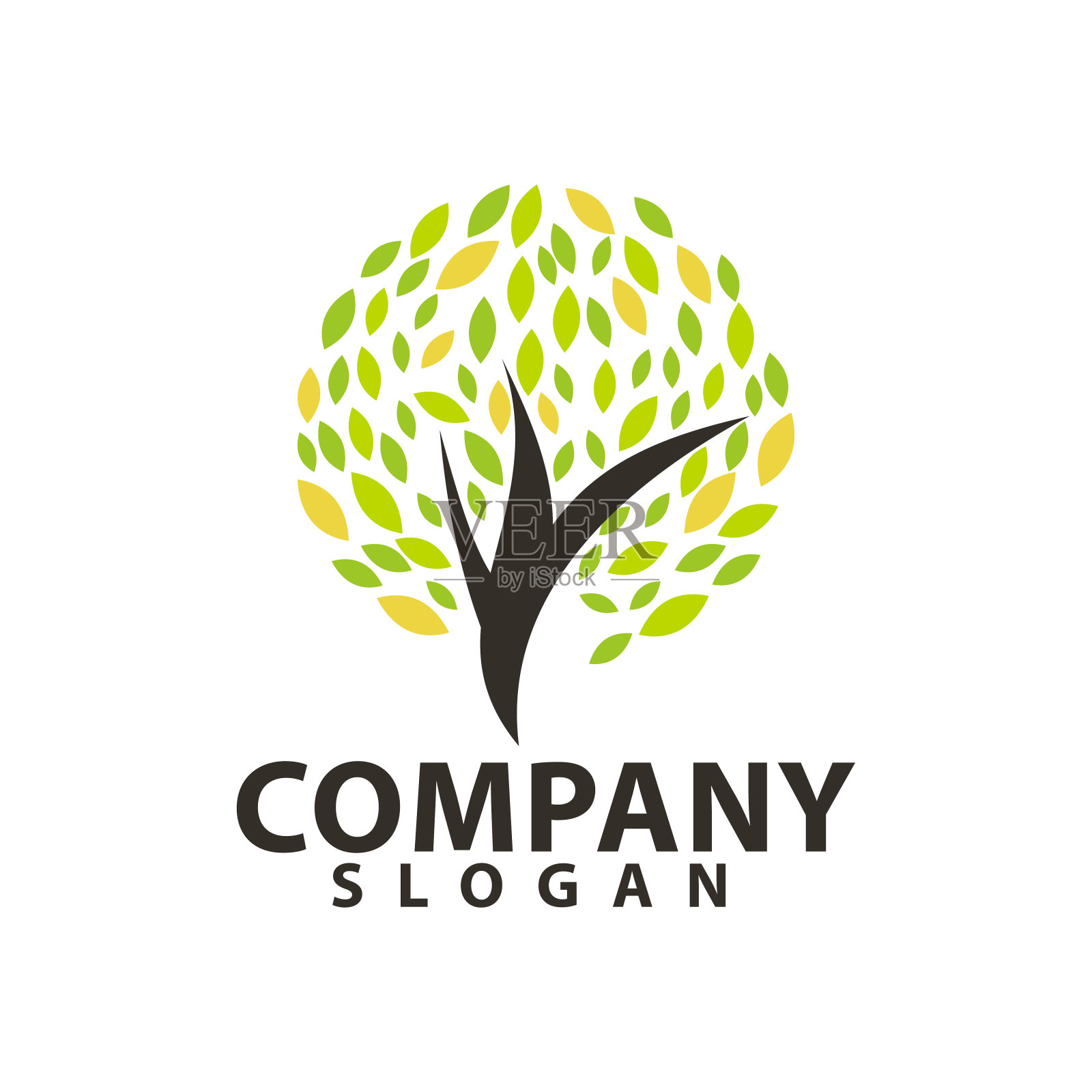 树叶图标模板设计矢量插图，图标插画图片素材