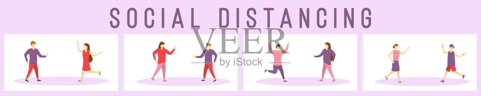 社会距离的人插画图片素材