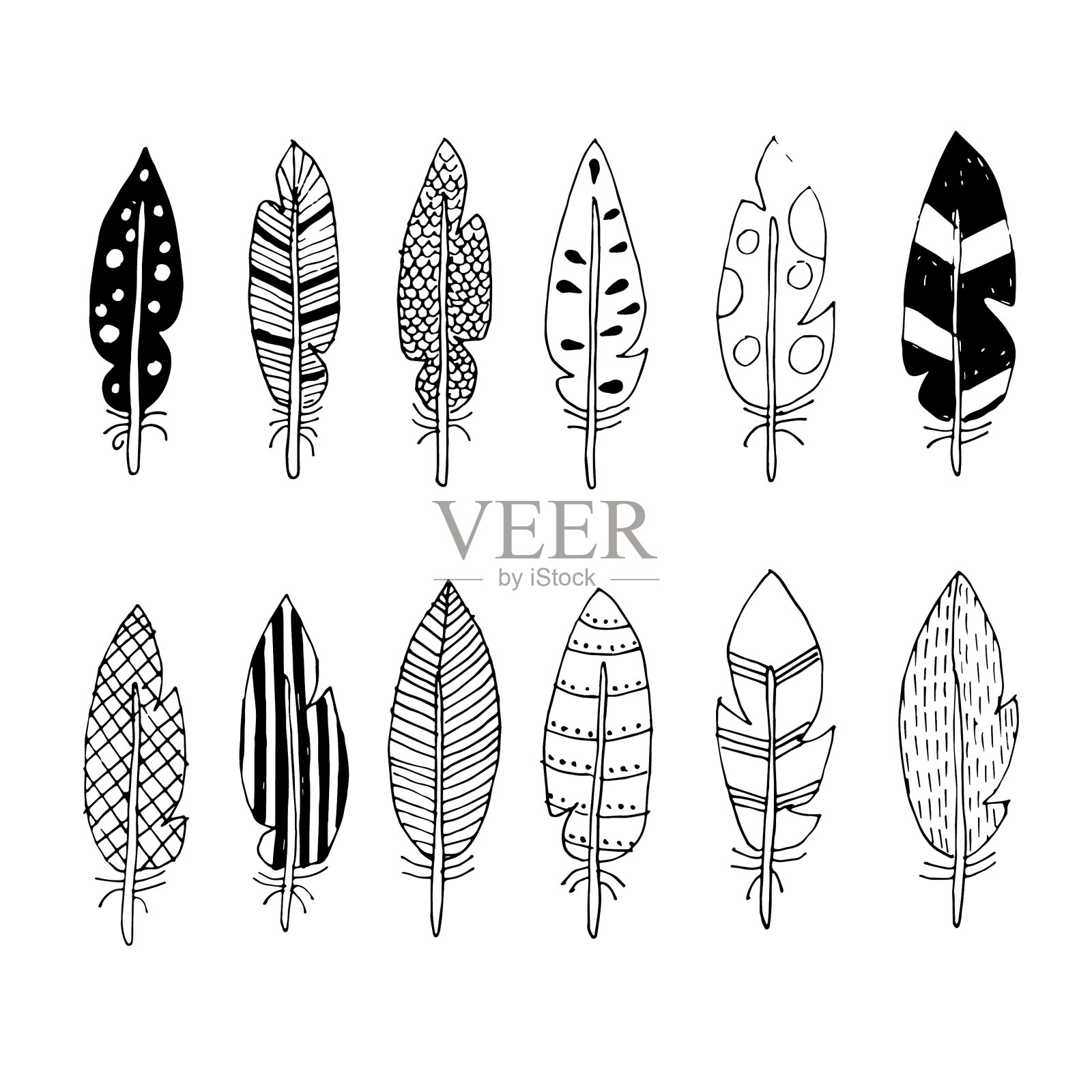 羽毛抽象画插画图片素材