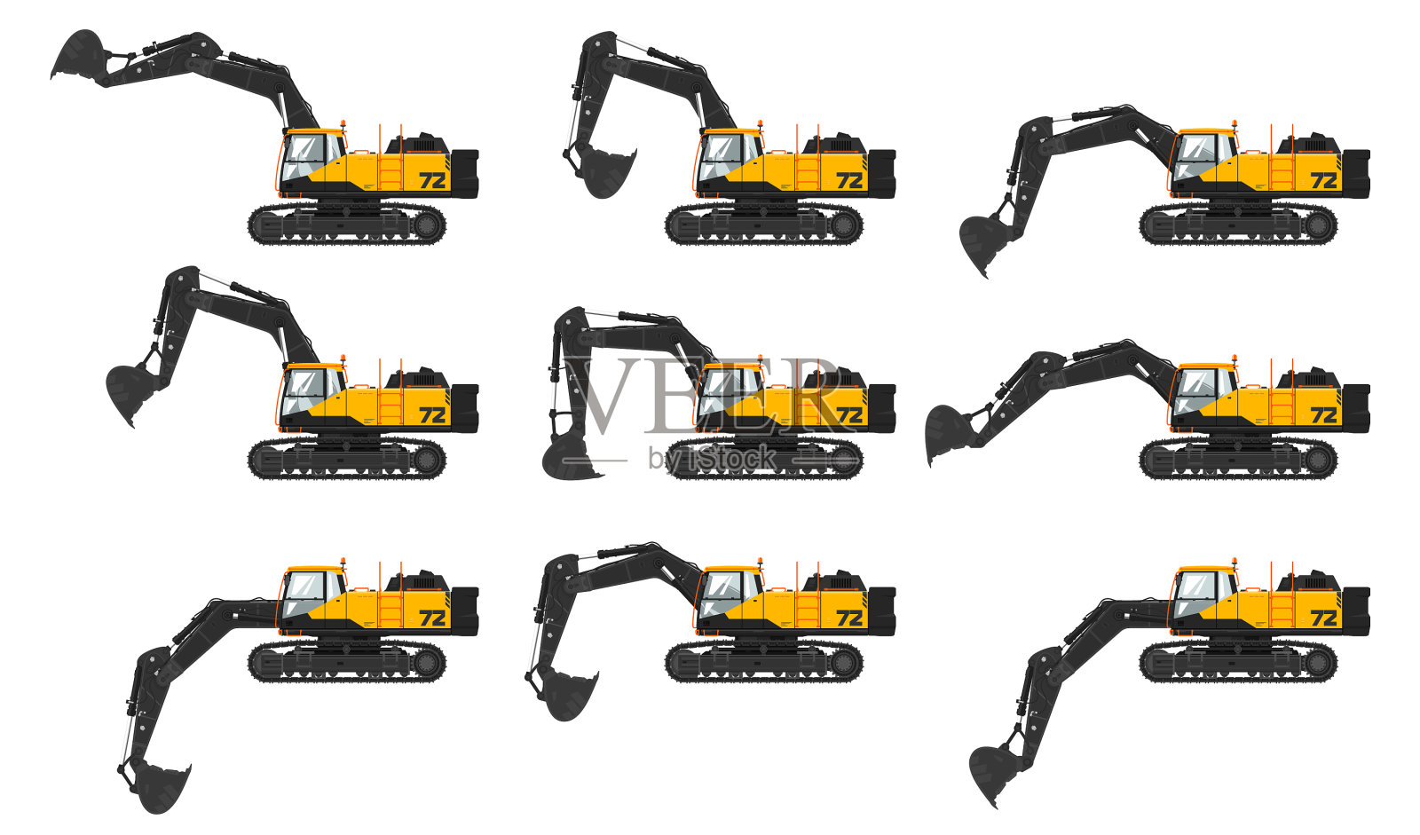 设置挖掘机液压挖掘机插画图片素材