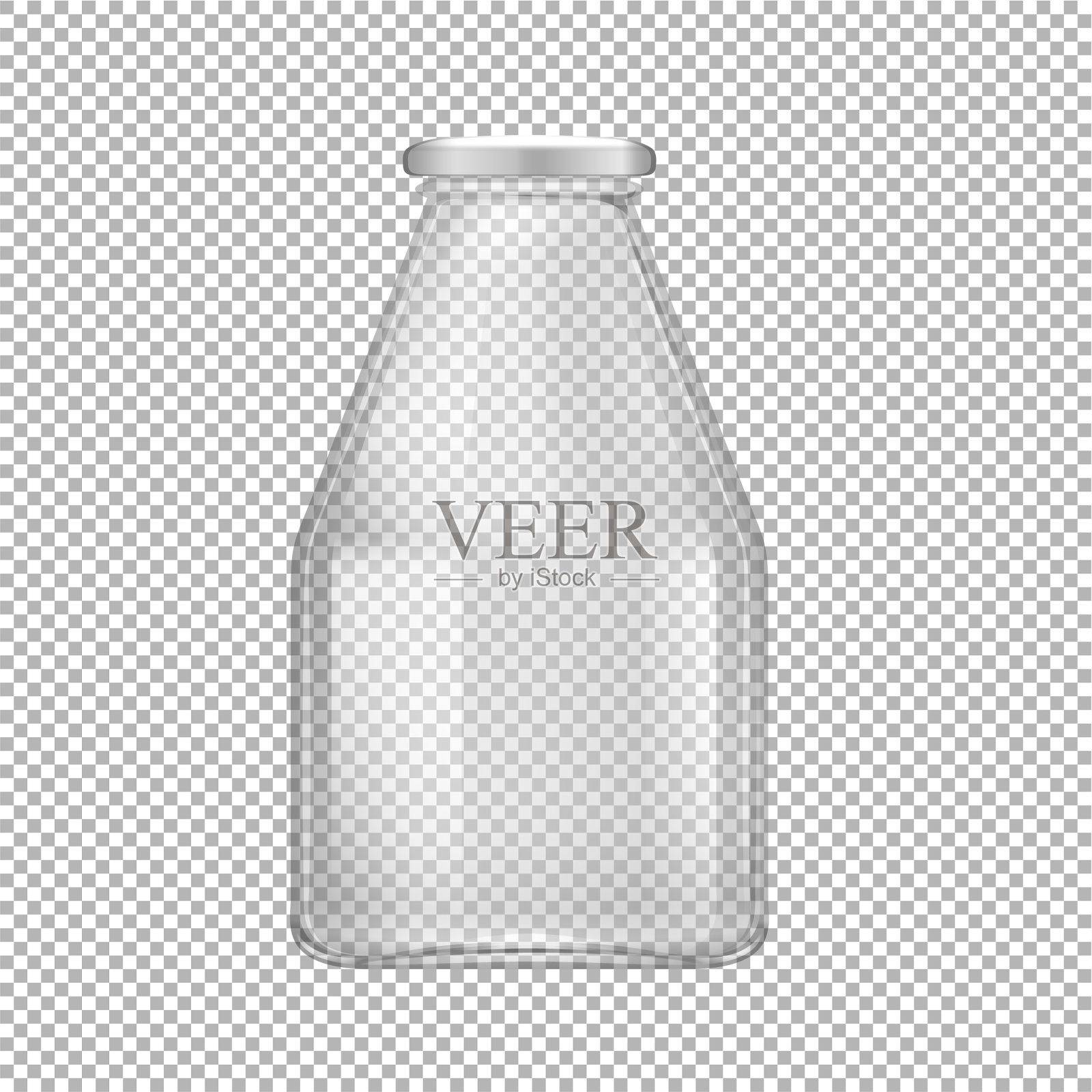 一个空的玻璃瓶在透明的背景插画图片素材