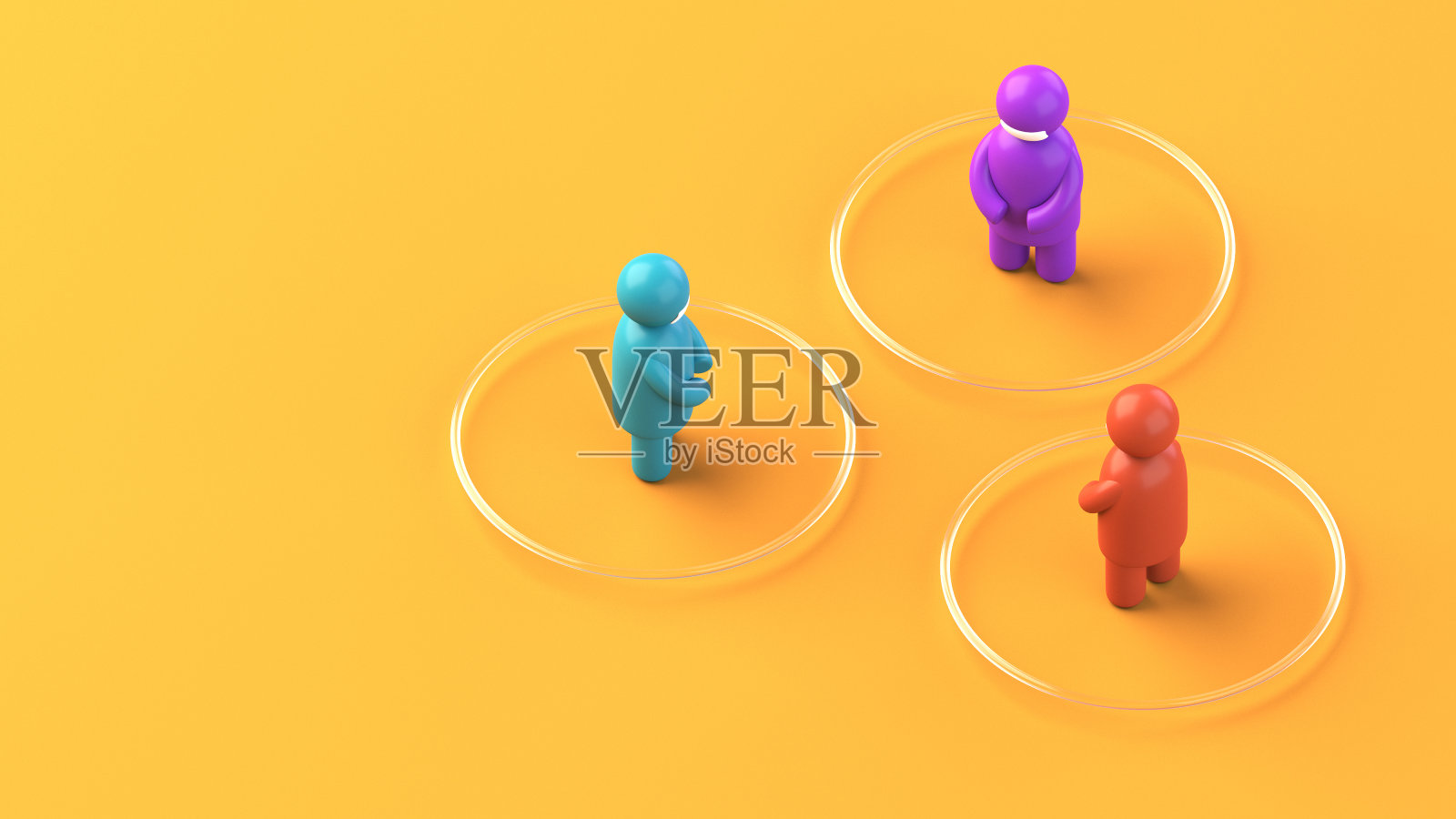 社交距离3d插图照片摄影图片