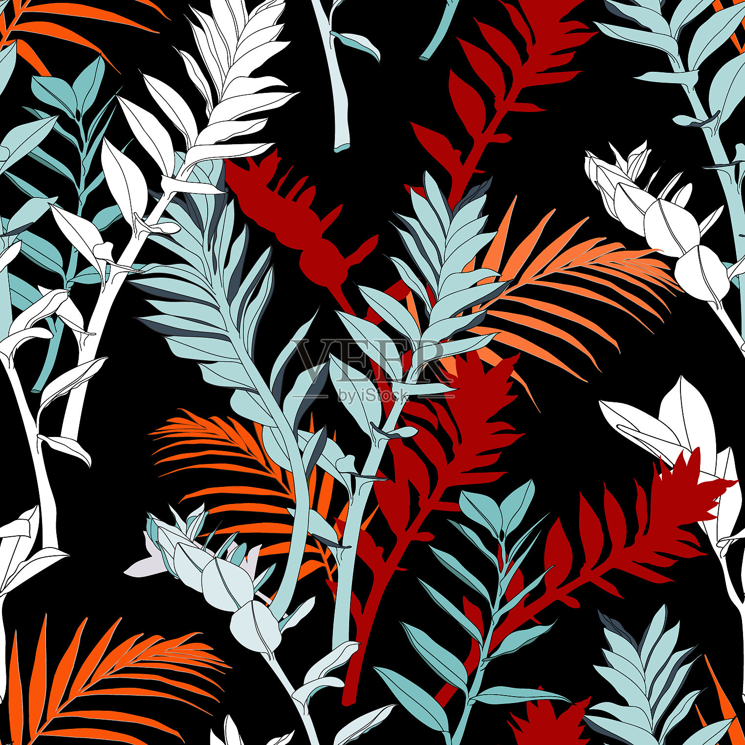 创意普遍的热带花卉背景插画图片素材