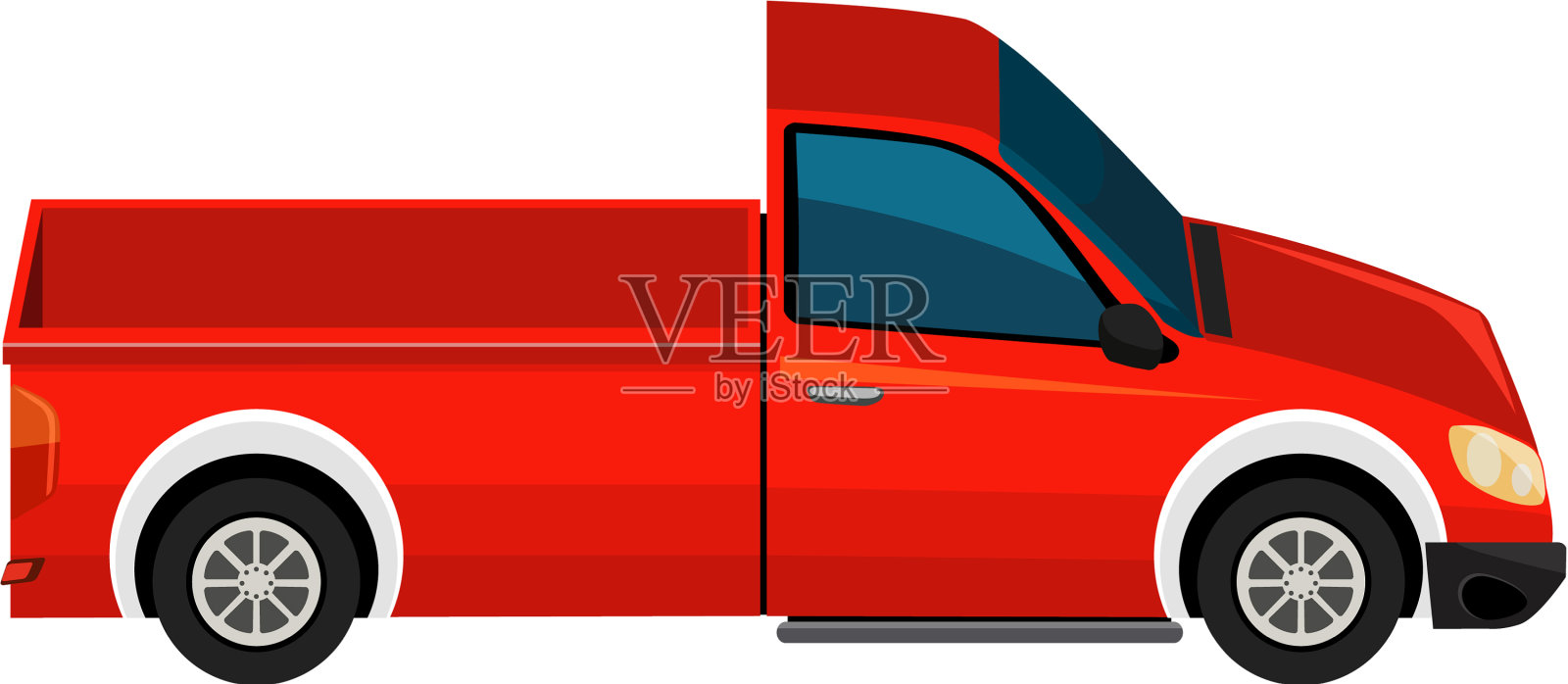 一辆白色背景的红色皮卡设计元素图片