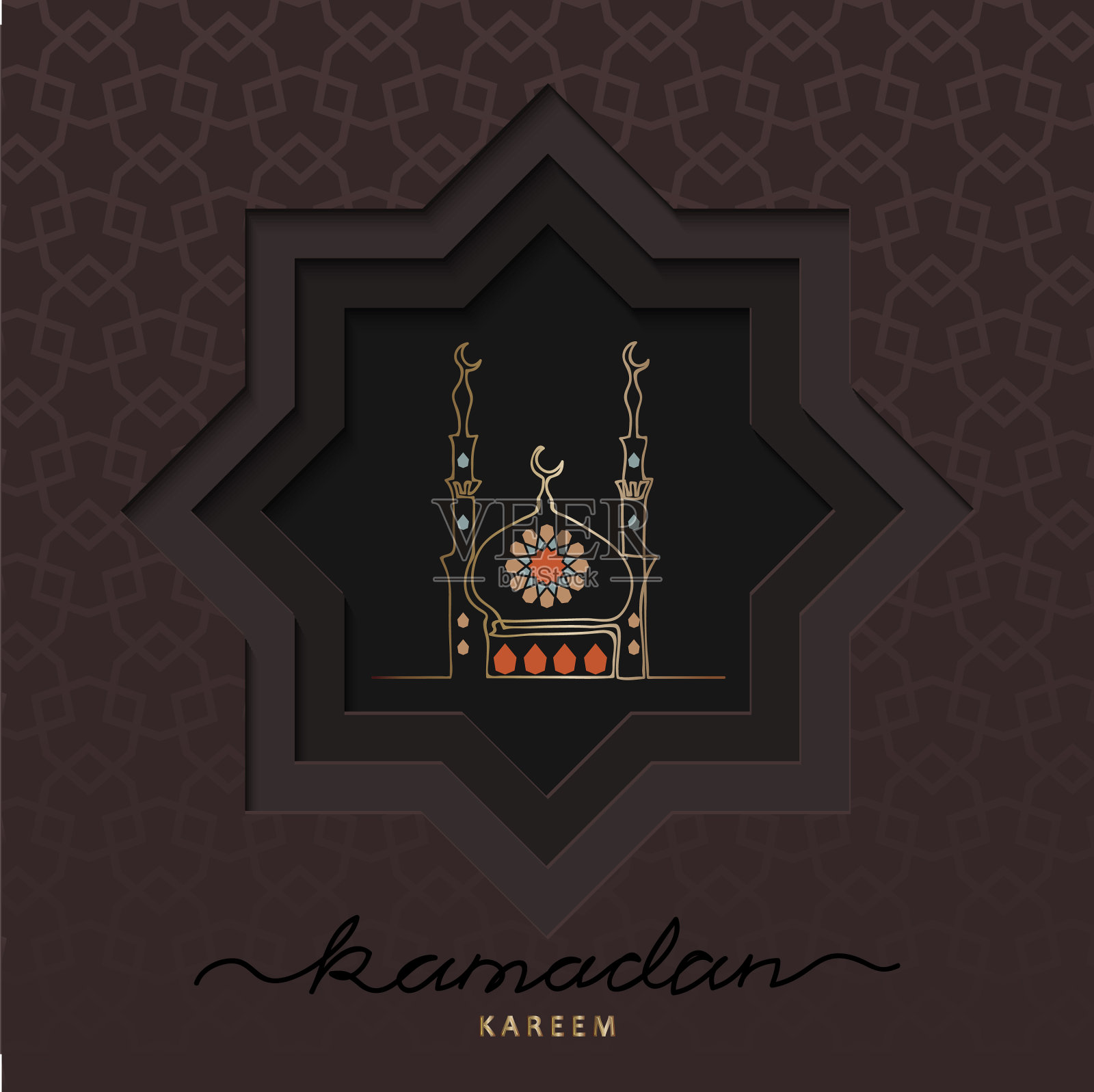 斋月广场卡与清真寺插画图片素材