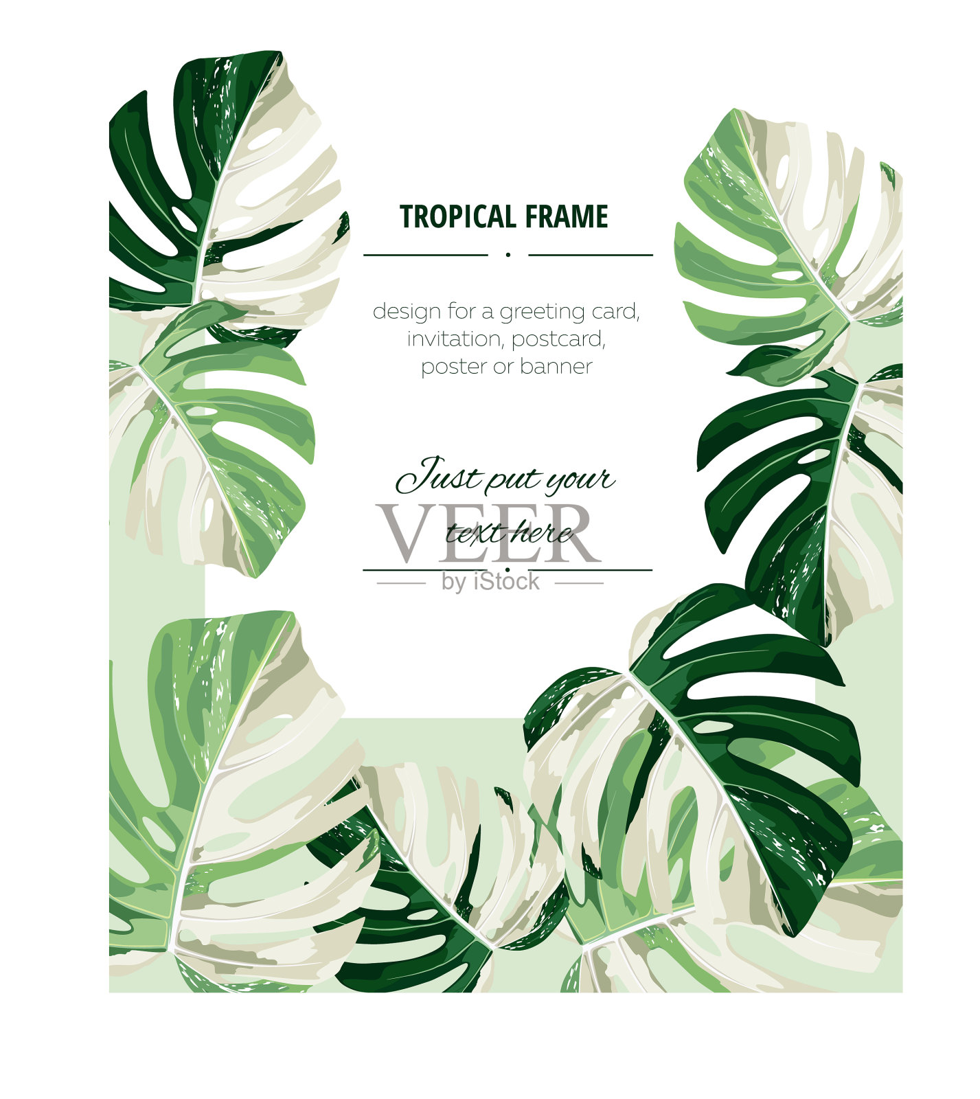 植物垂直横幅与热带怪物设计模板素材