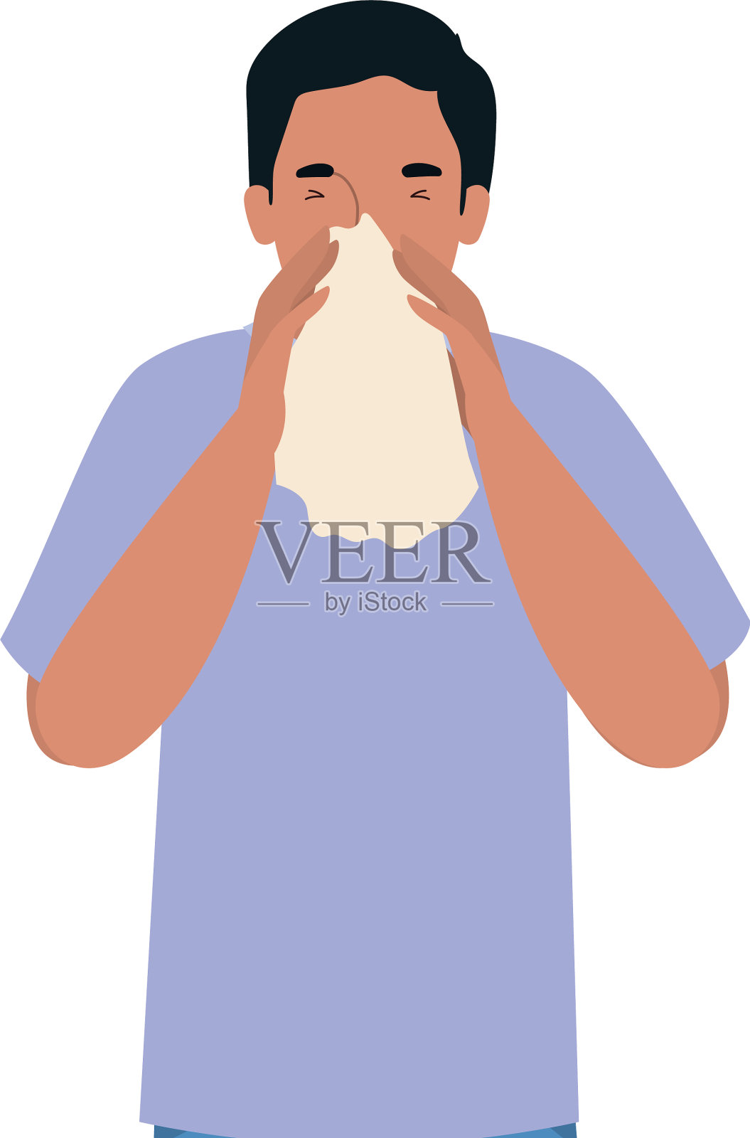 阿凡达人，冷抱纸巾设计插画图片素材