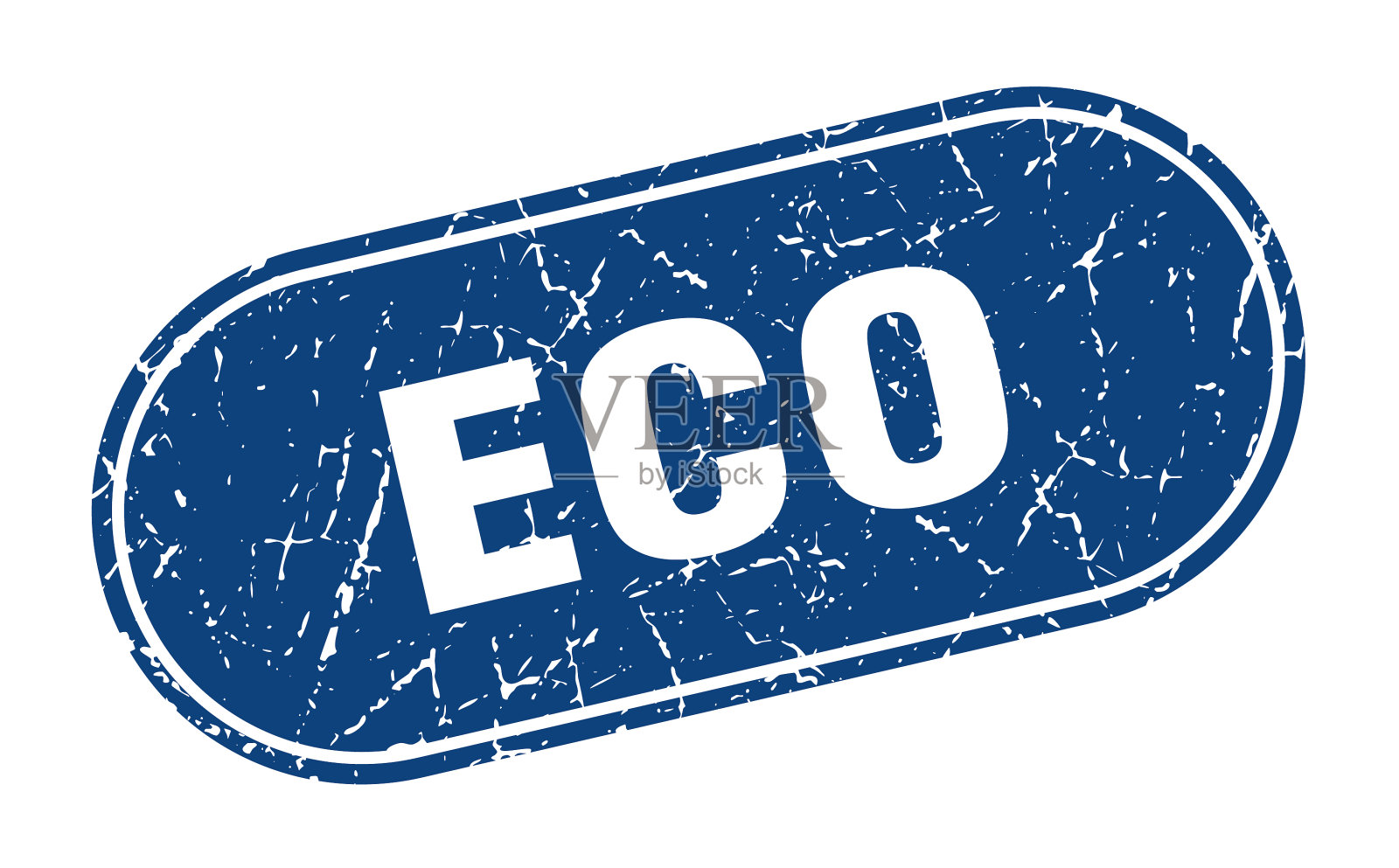 生态标志生态垃圾蓝色邮票标签插画图片素材