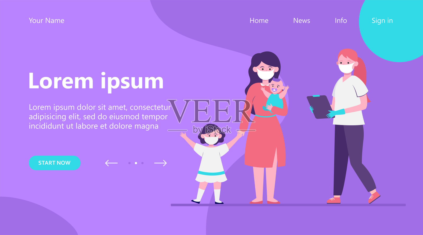 母亲带着小孩去看儿科医生插画图片素材