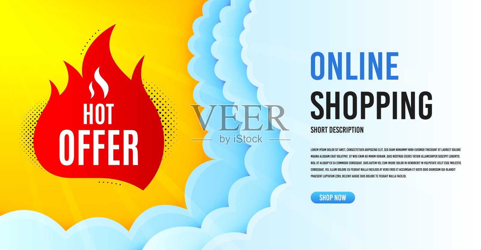 热提供徽章。折扣旗帜形状。向量插画图片素材