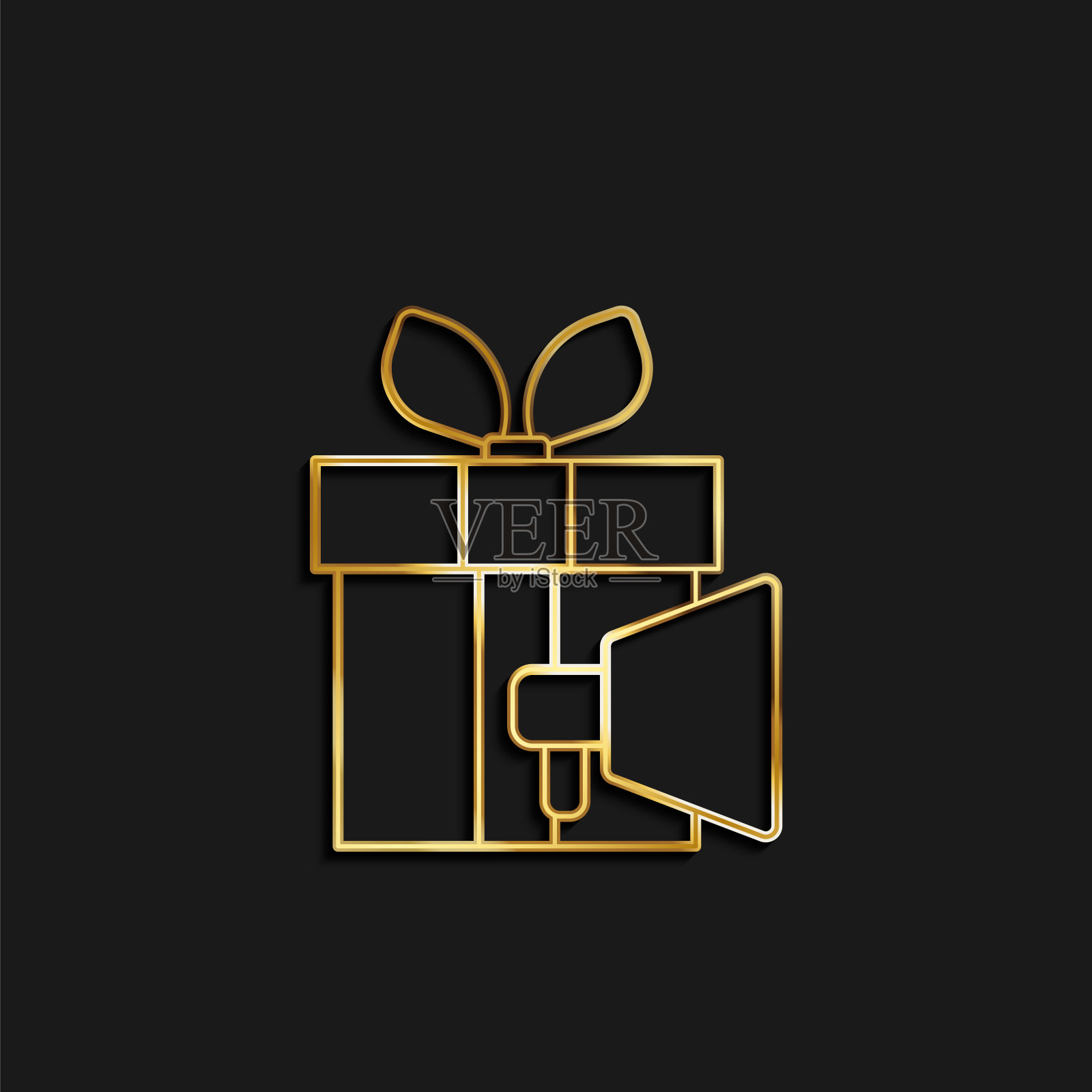 促销，礼品金图标。矢量插图的黄金图标插画图片素材