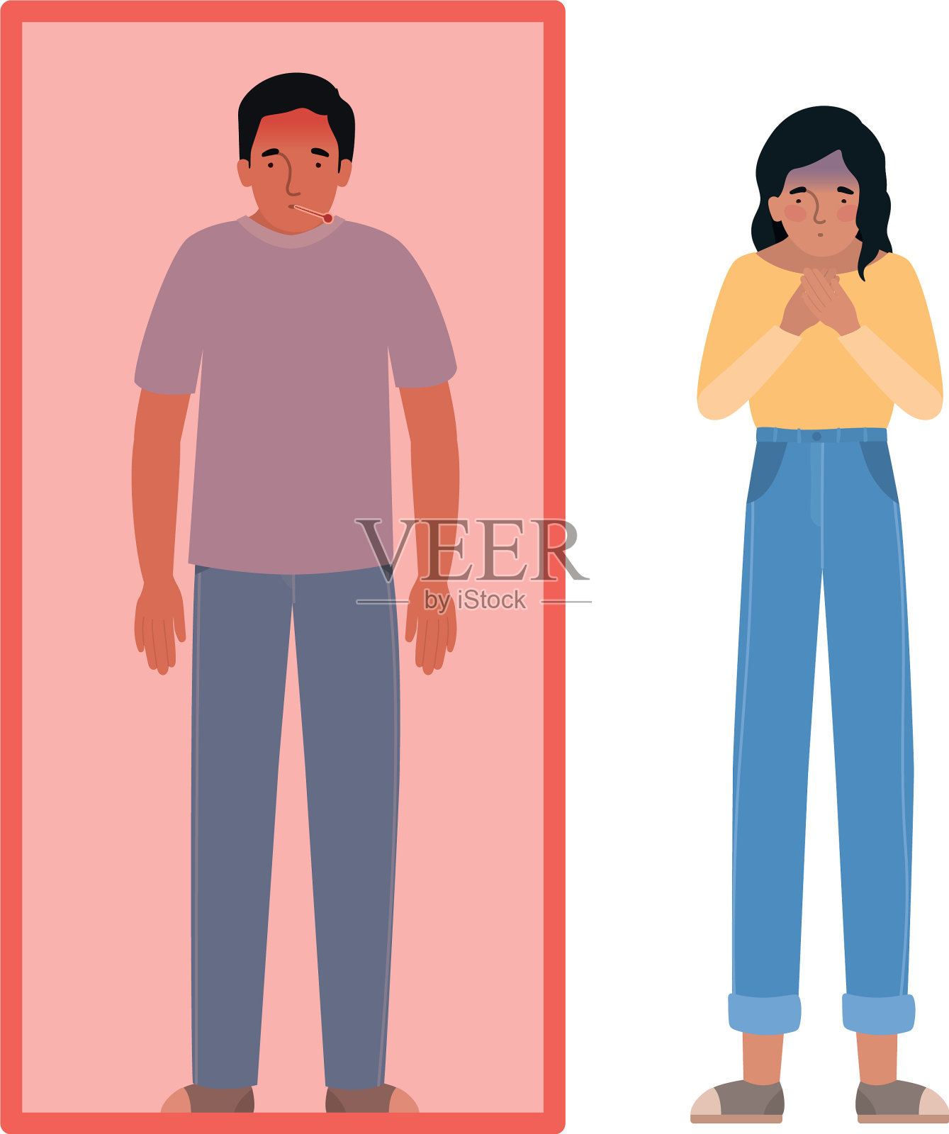 阿凡达的发烧男女被隔离了插画图片素材