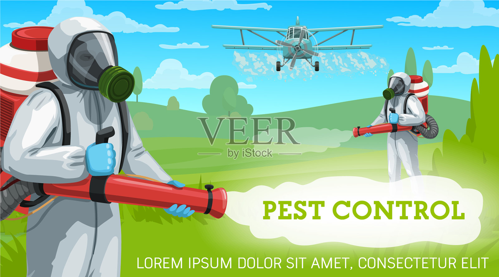 用农作物杀虫剂防治病虫害插画图片素材