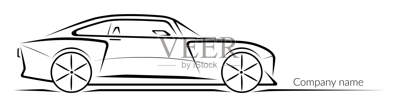 跑车剪影孤立在白色背景。矢量图设计元素图片