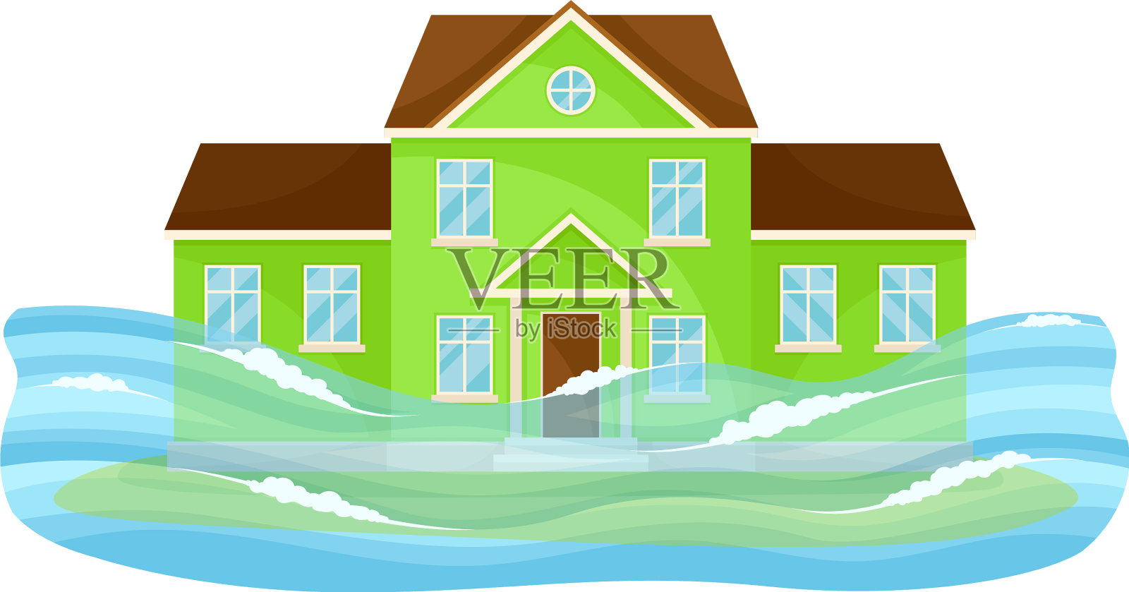 房屋遭受自然灾害，如溢流插画图片素材