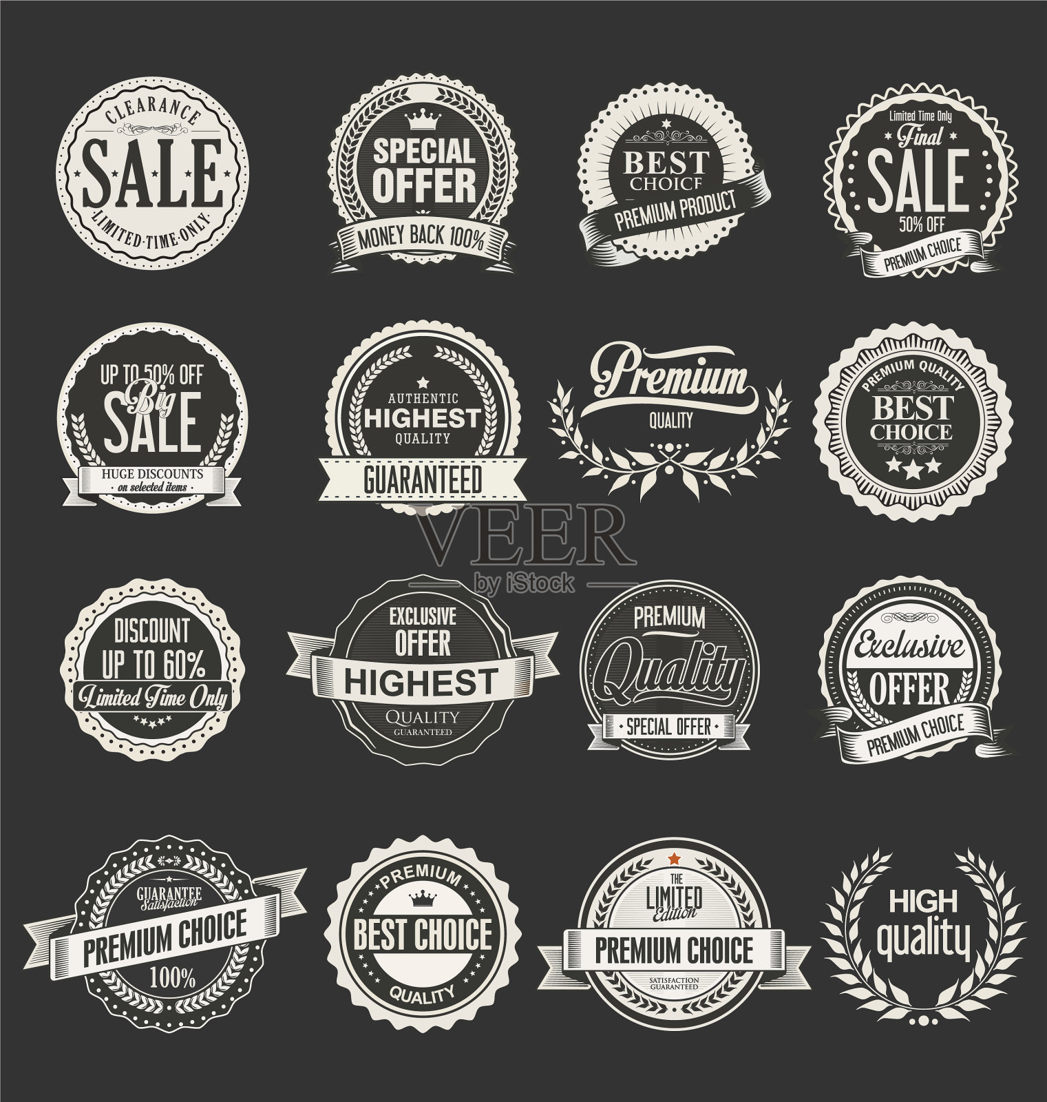 收集老式标签出售和设计元素图片