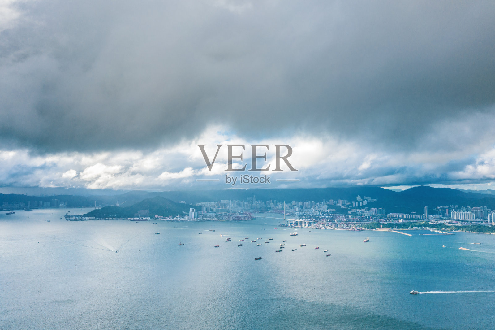 海景;海洋;香港的晴天;广角鸟瞰图照片摄影图片