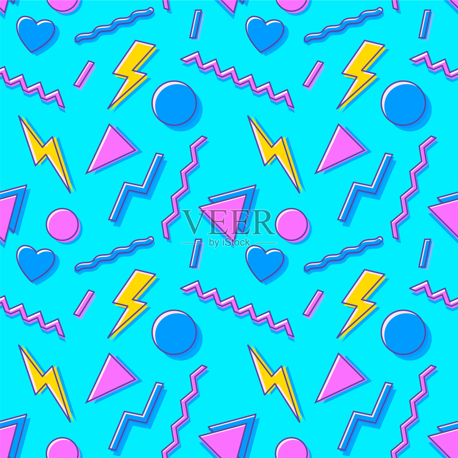 90年代无缝模式插画图片素材