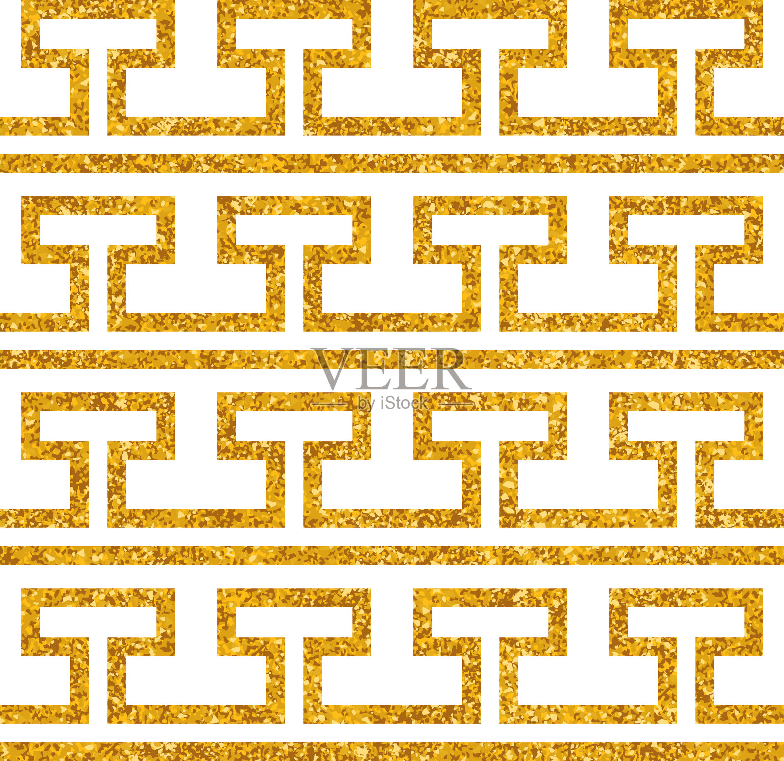 瓷砖装饰地板金色和白色瓷砖希腊插画图片素材