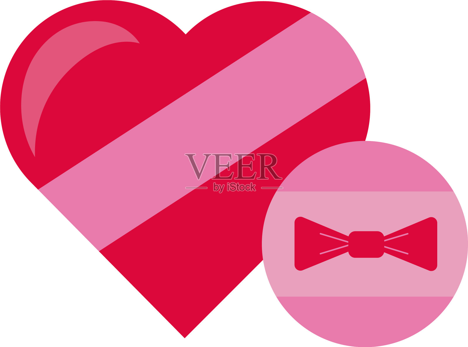 情人节心形巧克力盒扁平设计元素图片