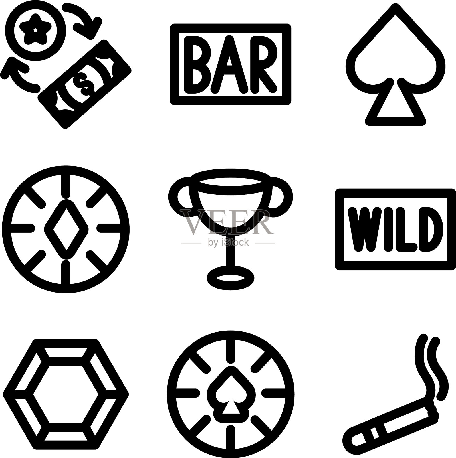 捆绑赌场设置图标图标素材