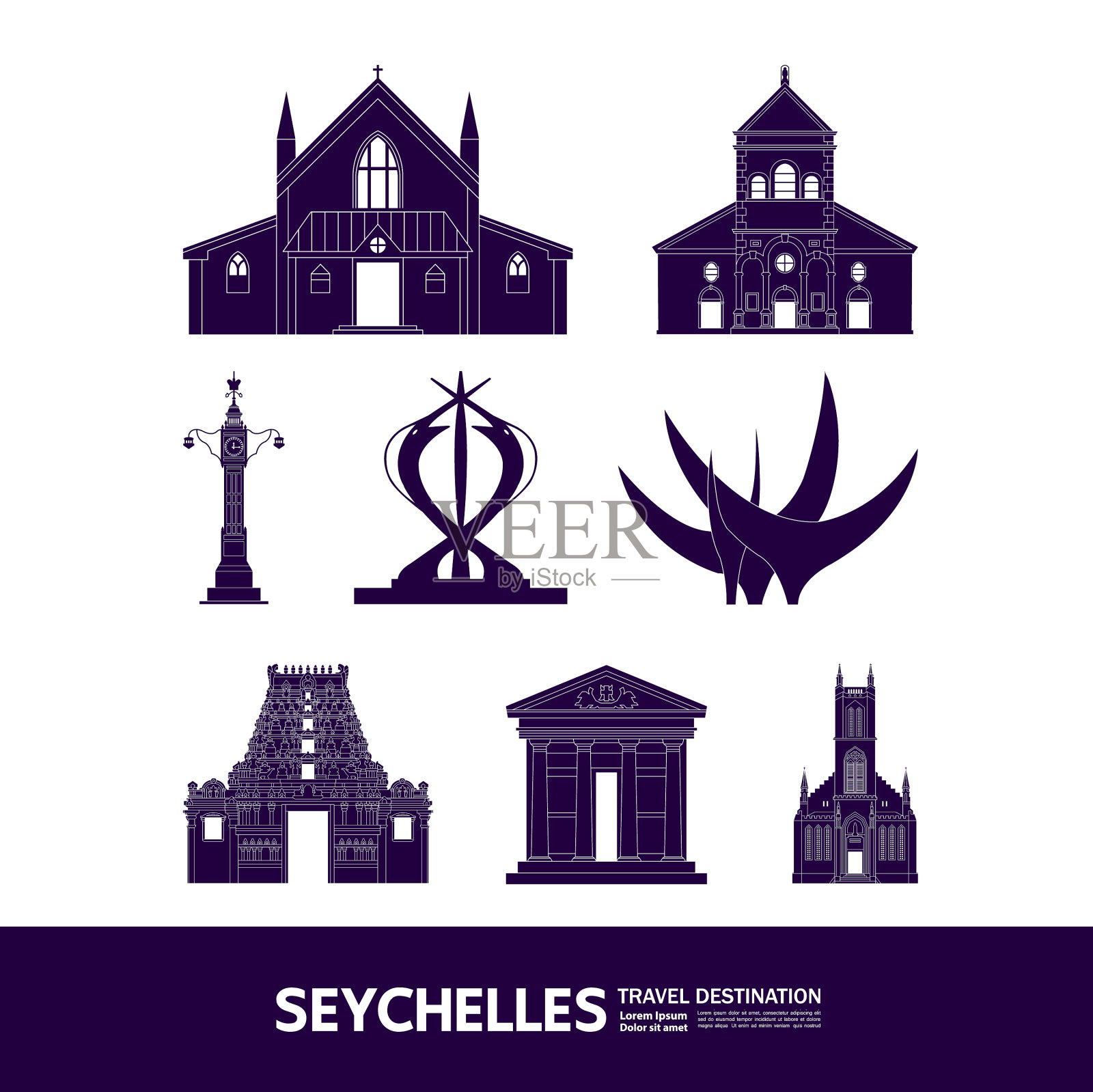 塞舌尔旅游目的地插画图片素材